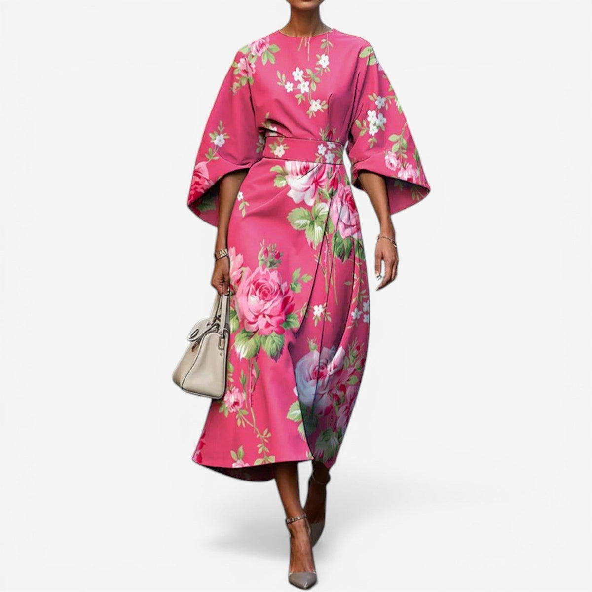 Women's art print kimono dress — patchwork quilted — cultural opening
