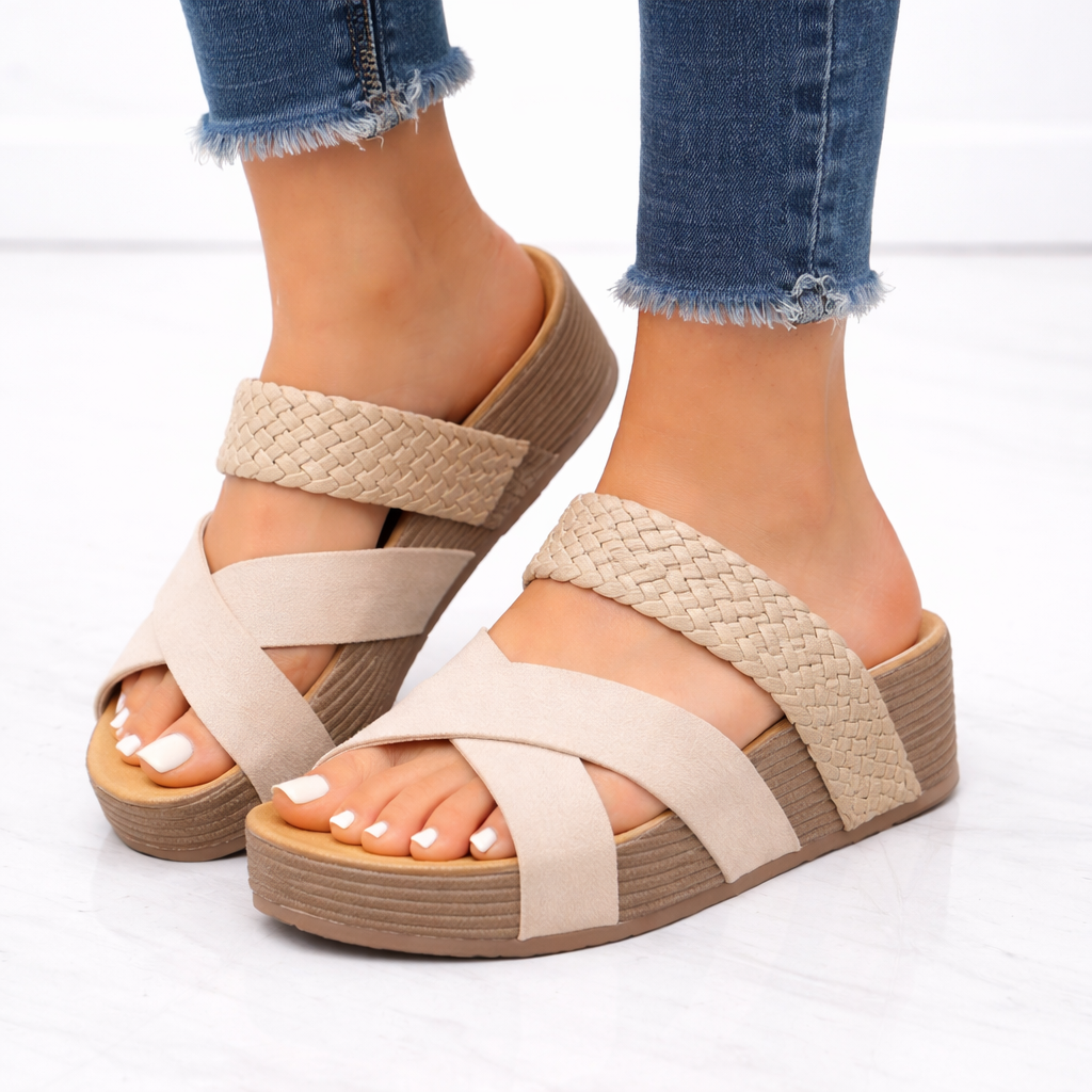 Braided Wedge Platform Sandals