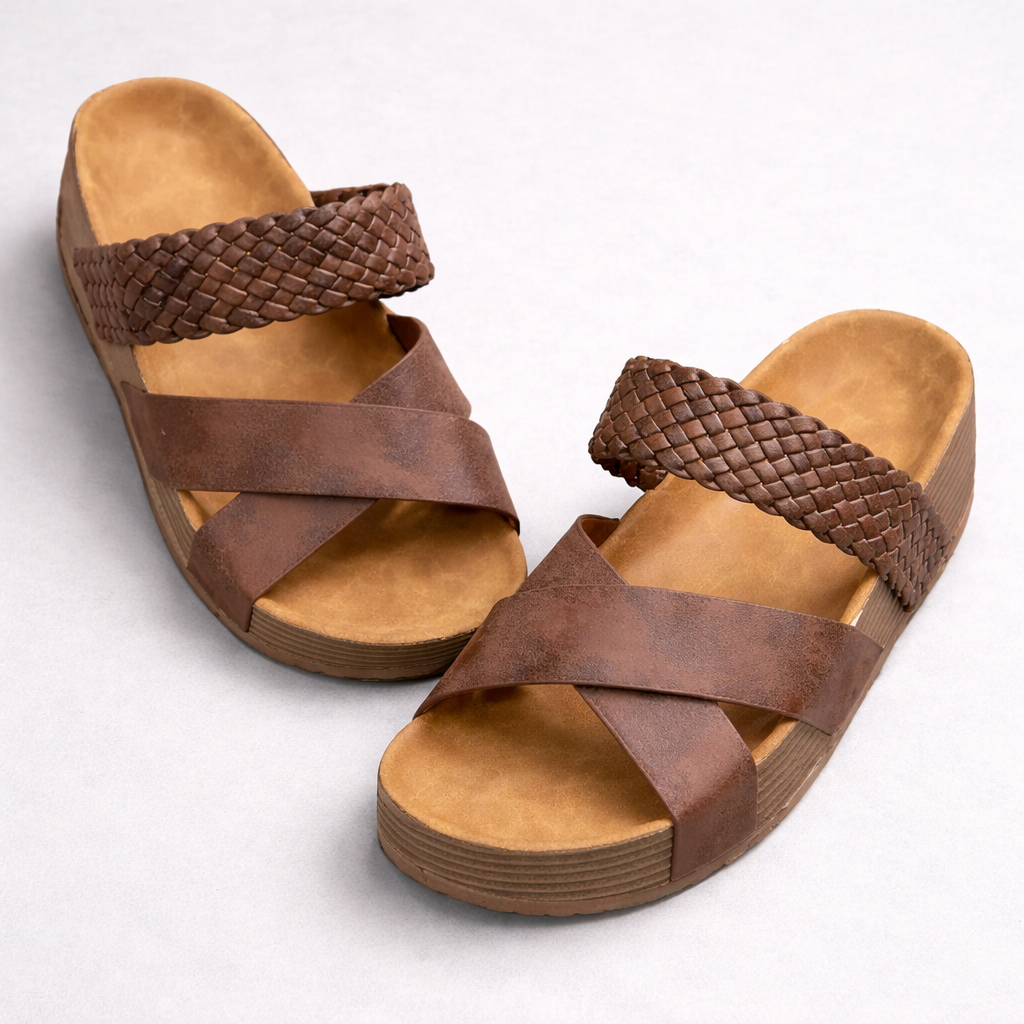 Braided Wedge Platform Sandals