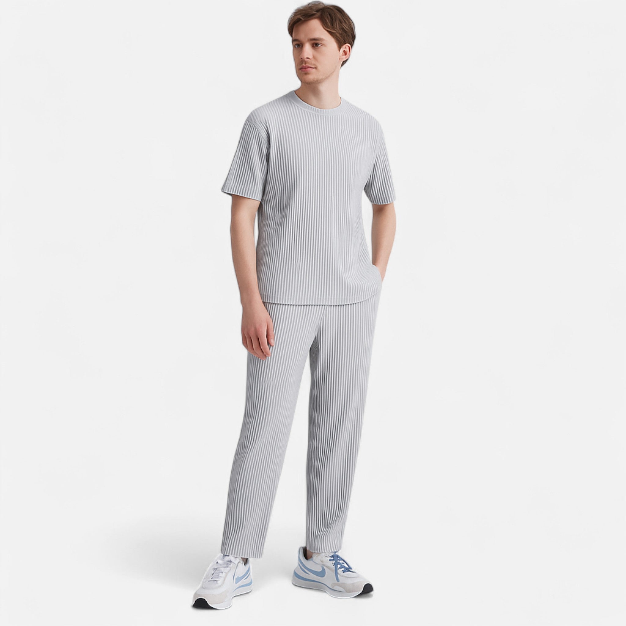 Veroux Mode | Men’s Ribbed Cotton Trousers – Textured Comfort, Elevated Everyday Style