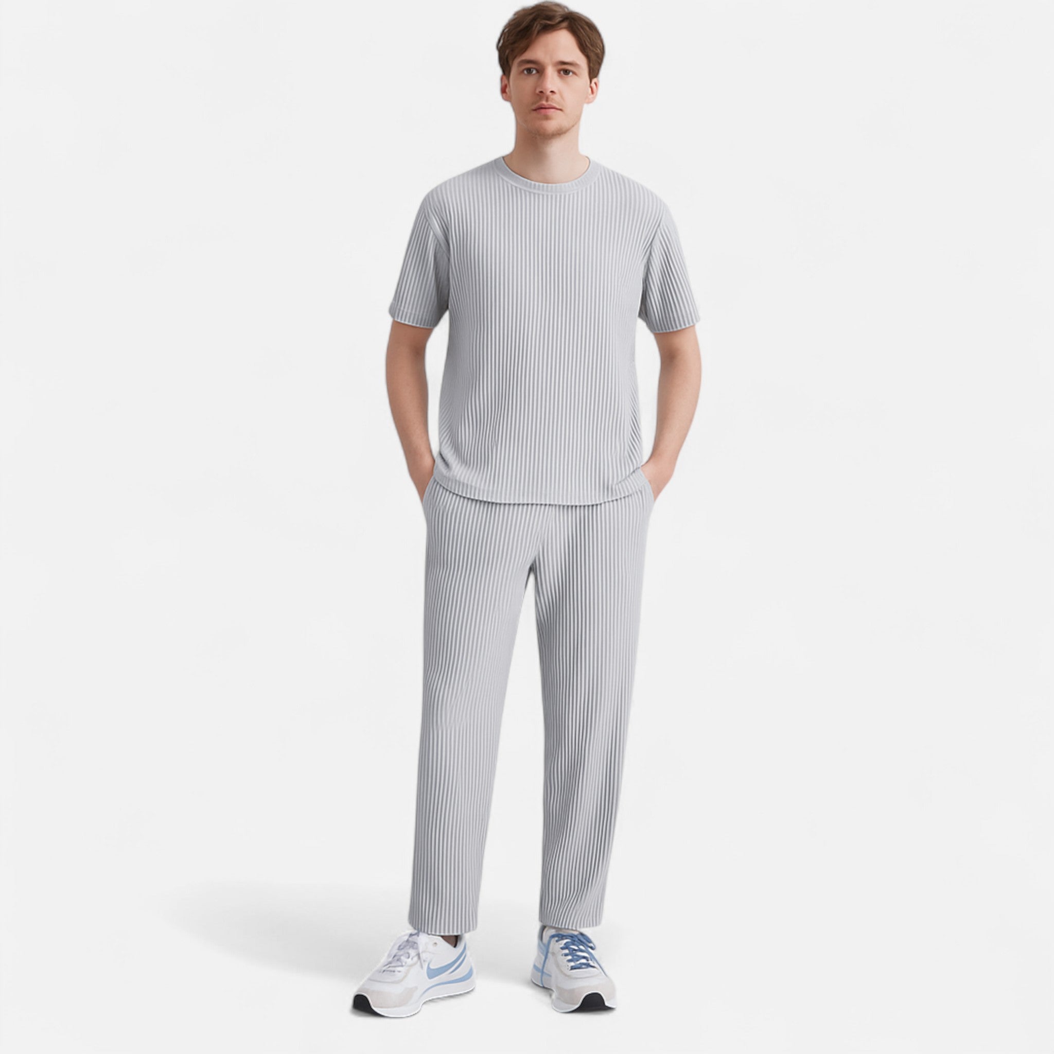 Veroux Mode | Men’s Ribbed Cotton Trousers – Textured Comfort, Elevated Everyday Style