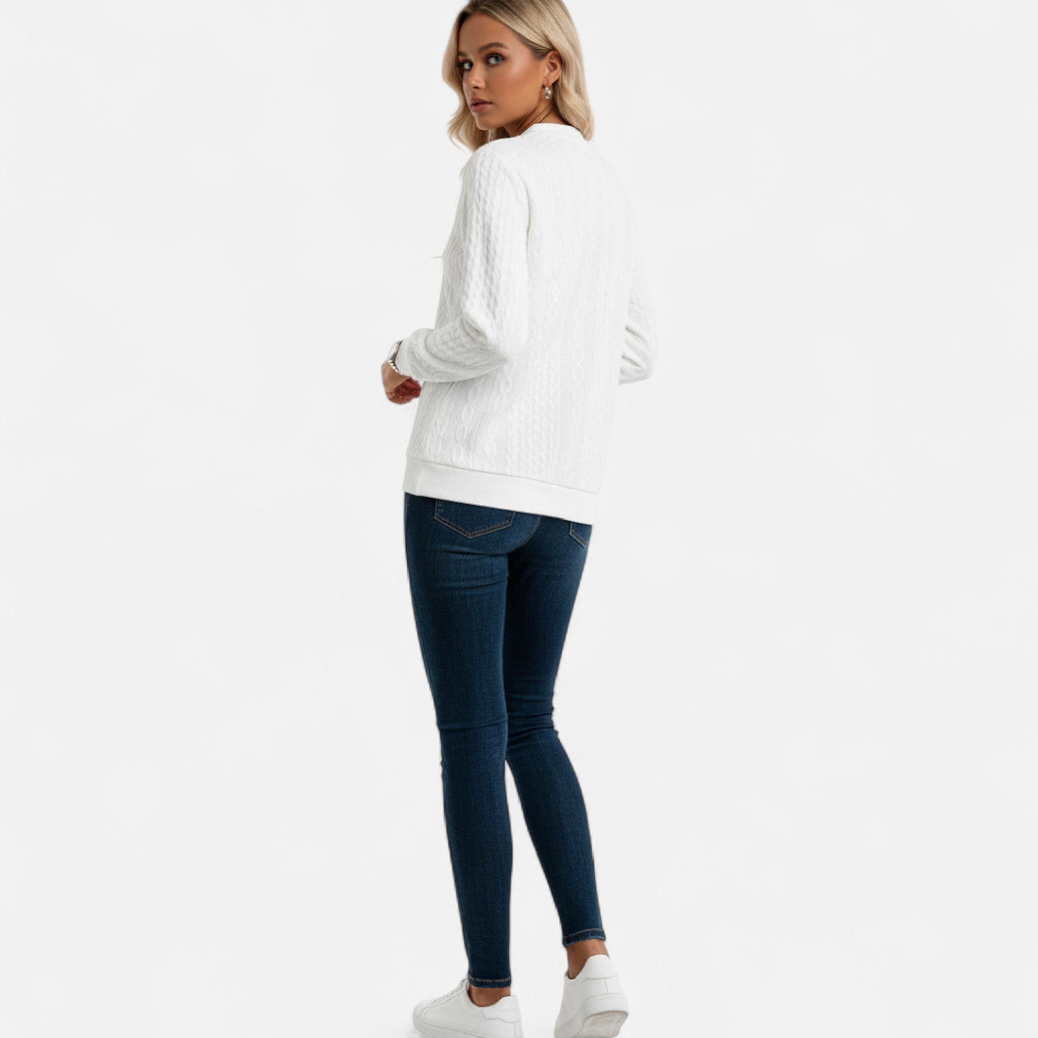 Veroux Mode | Women’s Textured Knit Zip Sweater