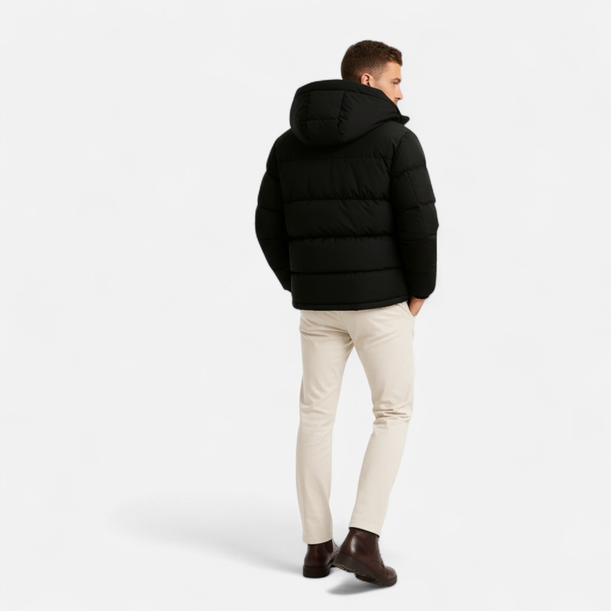 Veroux Mode | Men’s Puffer Jacket – Lightweight Hooded Insulated Elegance