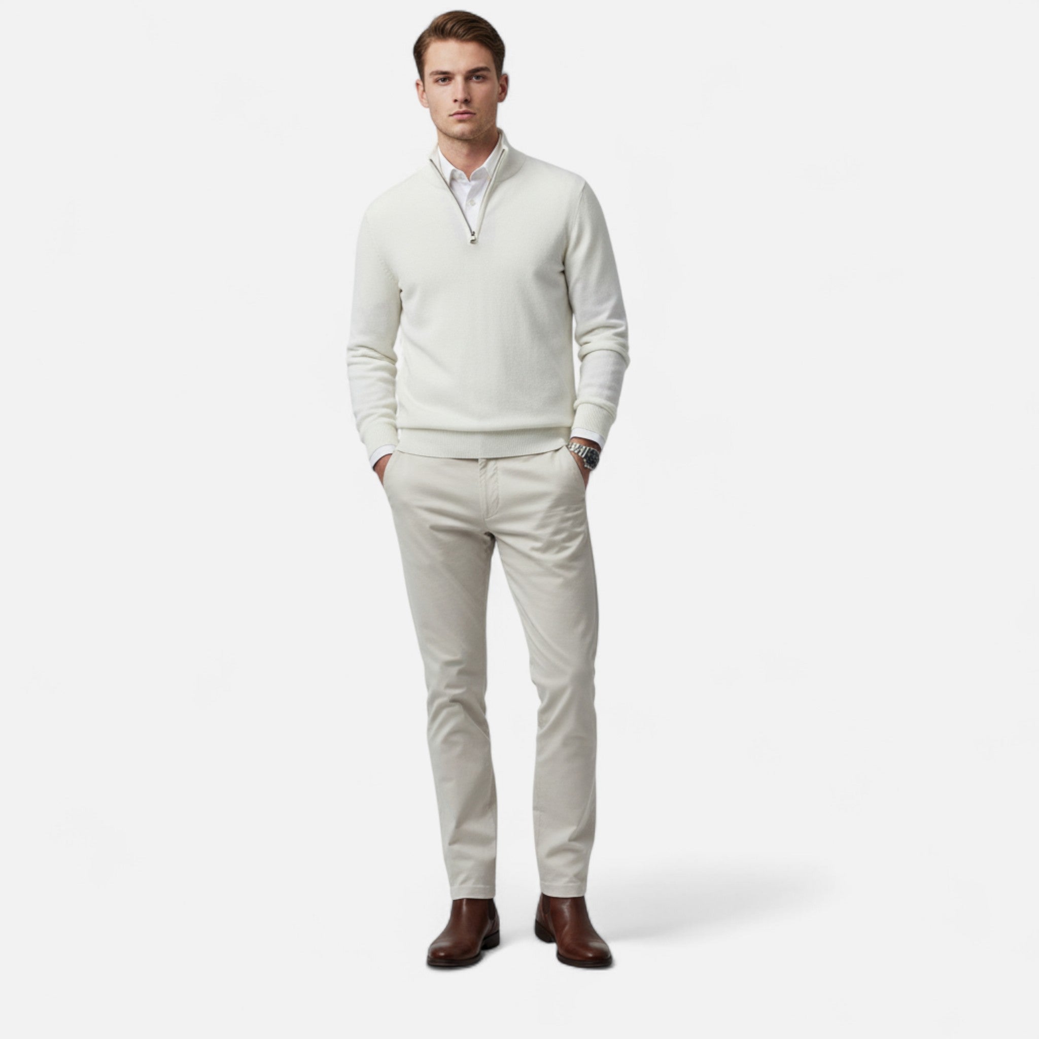 Veroux Mode | Men’s Sweater – Slim-Fit Quarter-Zip Elegance