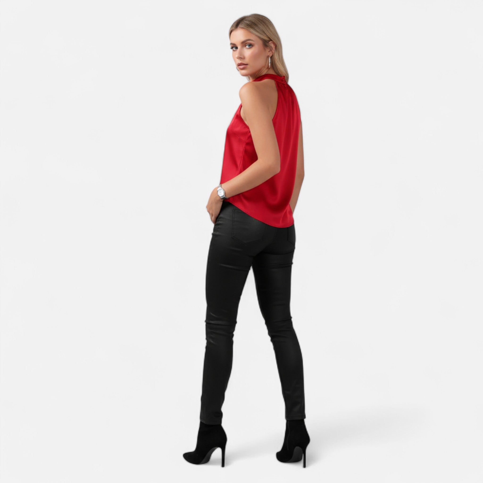 Veroux Mode | Women’s Classic Satin Halter Blouse