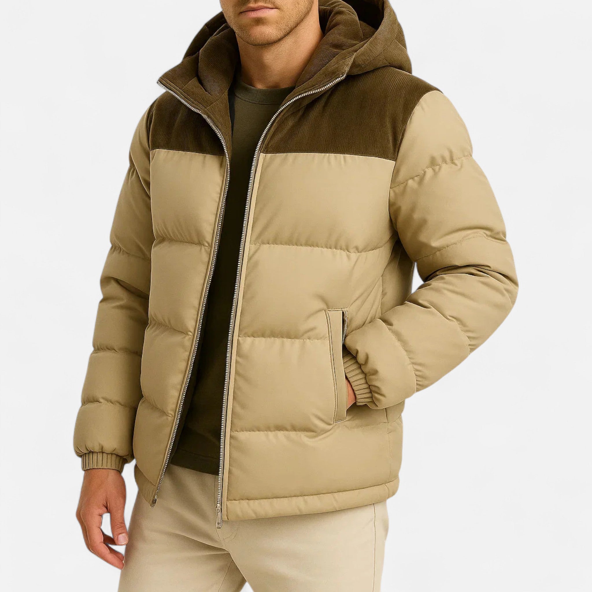 Veroux Mode | Men’s Puffer Jacket – Lightweight Hooded Insulated Elegance