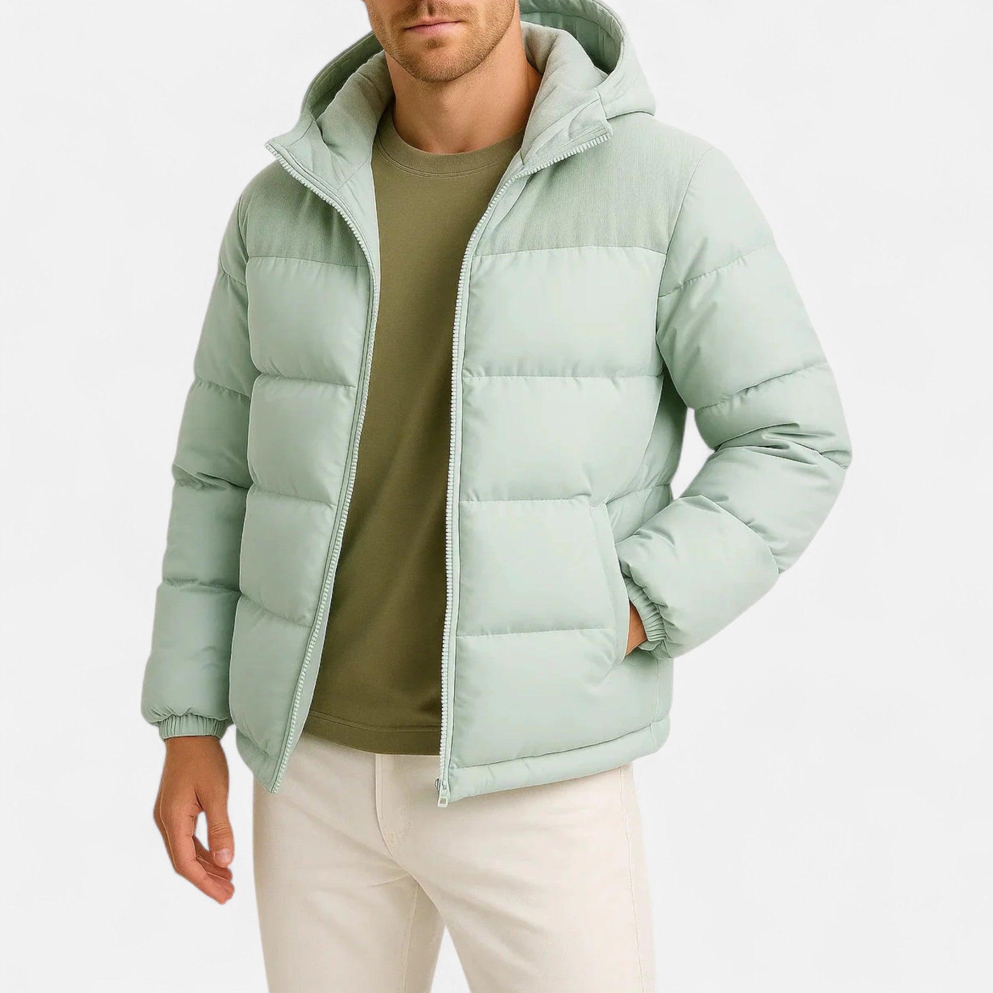 Veroux Mode | Men’s Puffer Jacket – Lightweight Hooded Insulated Elegance