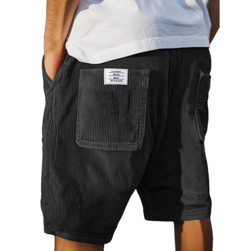 Men's corduroy shorts - relaxed fit urban shorts with elastic waist