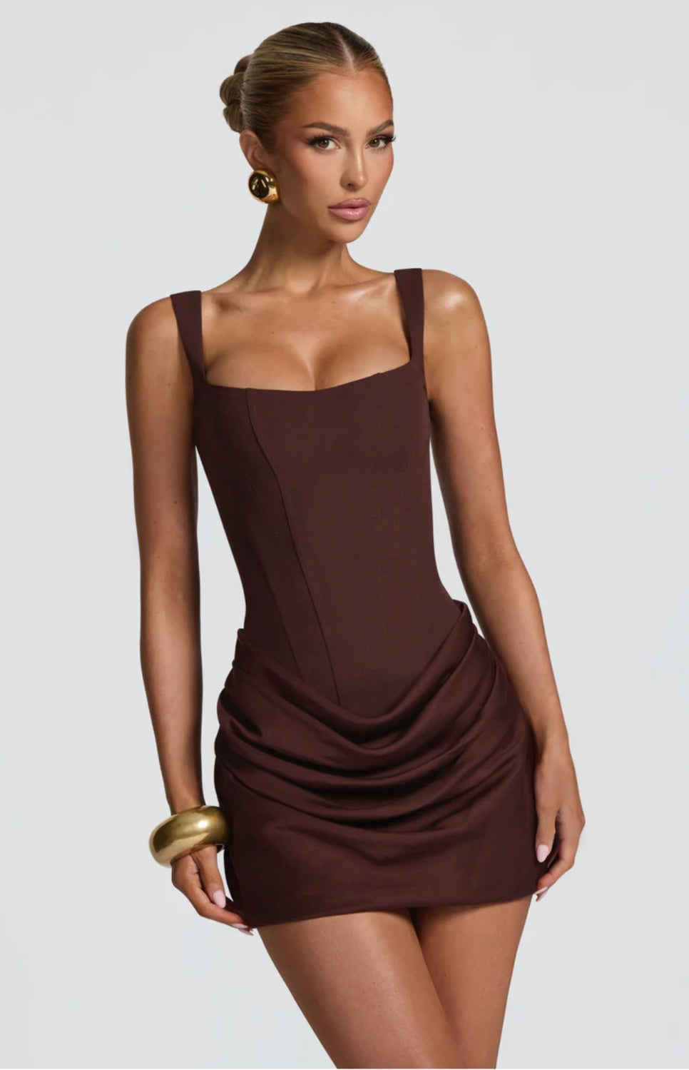 Women’s mini dress - pleated lyocell skirt with corset bodice | cocktail party