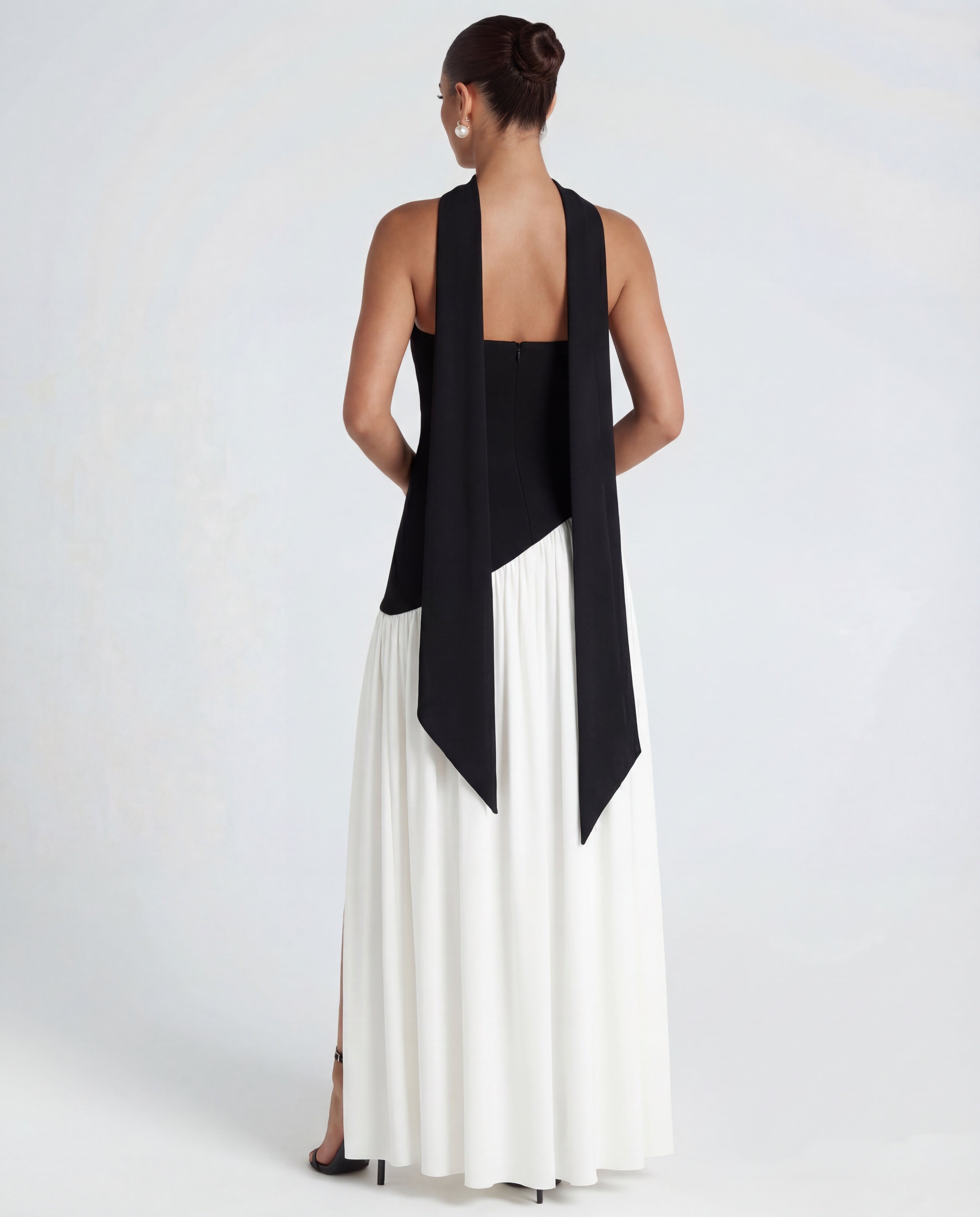Women's maxi dress - strapless bodice with draped neckline | evening gala