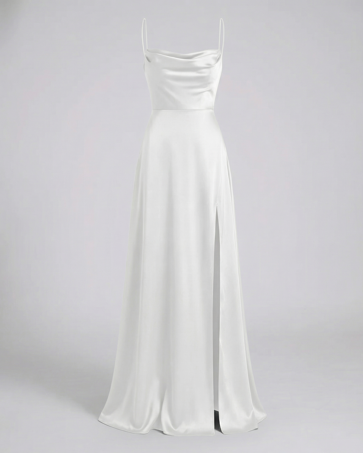 Women's maxi dress - figure-hugging drape with leg slit - formal evening