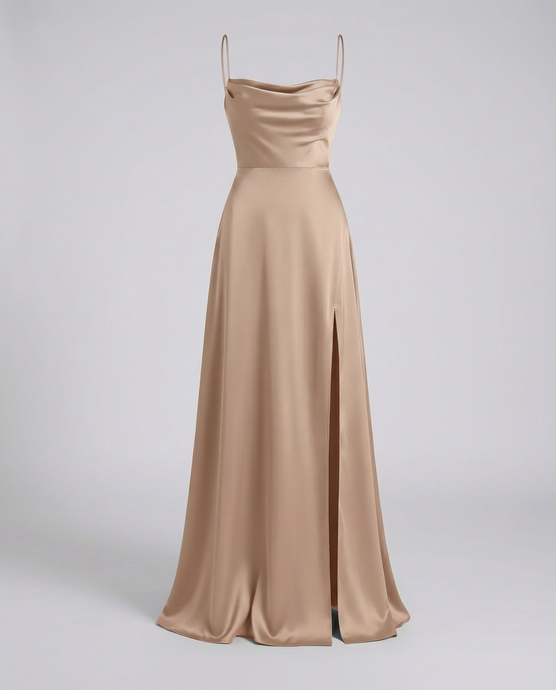 Women's maxi dress - figure-hugging drape with leg slit - formal evening