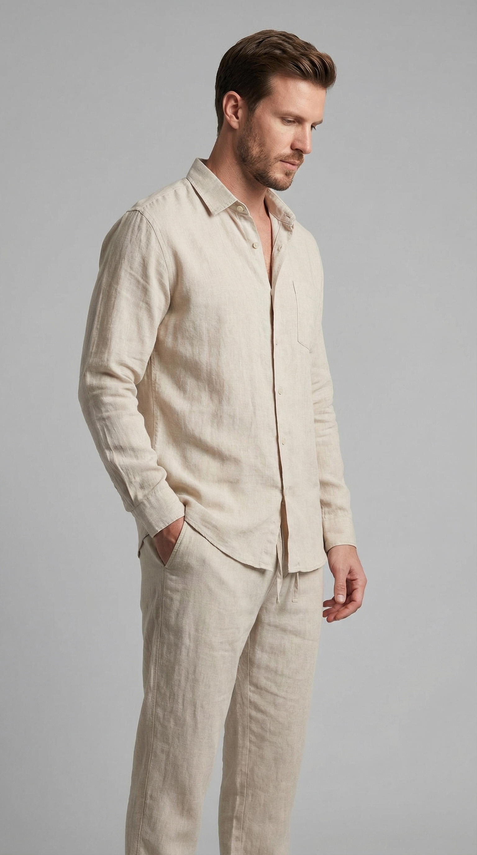 Men's linen co-ord set | slim fit two-piece ensemble