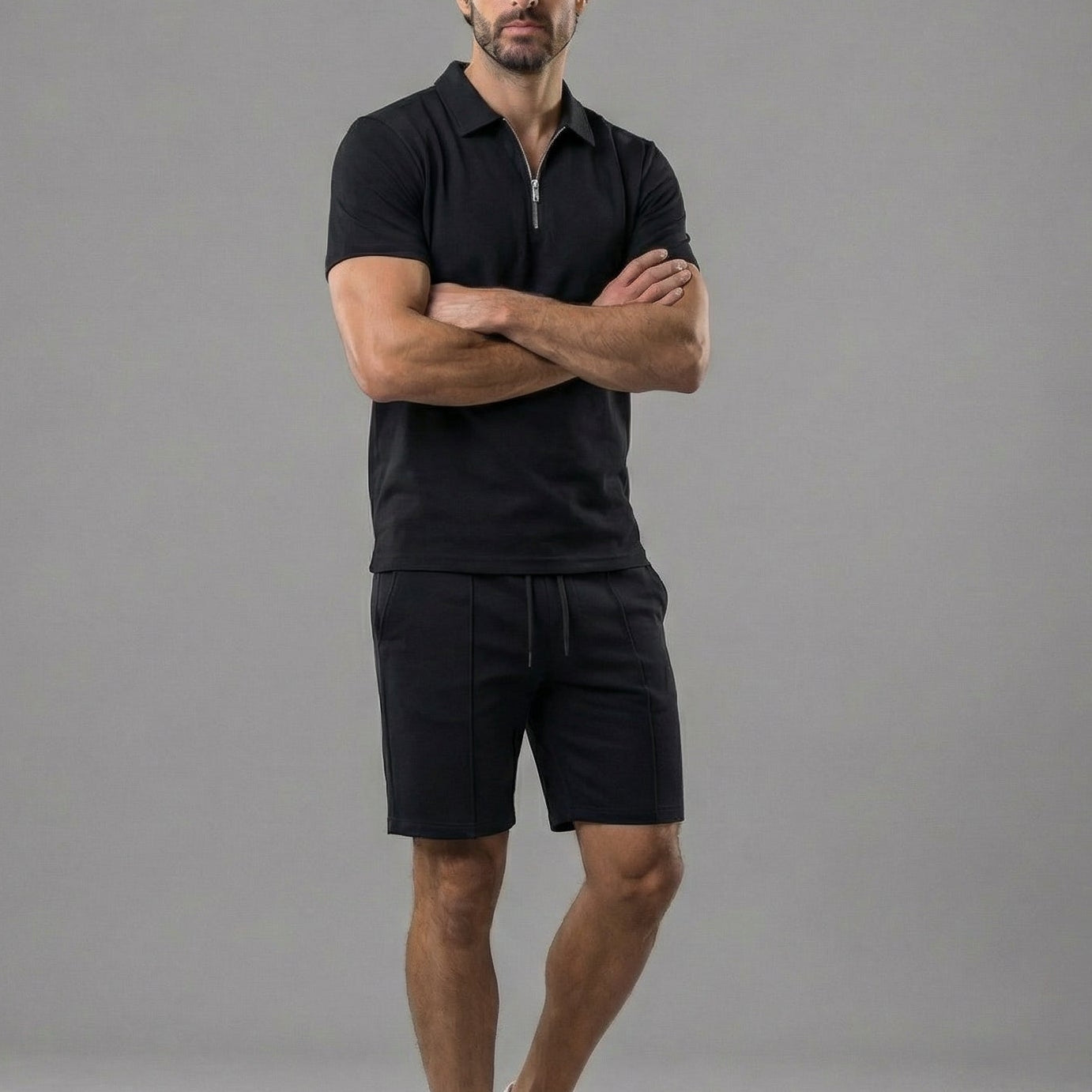 Men's polo shirt and shorts set | casual cotton ensemble