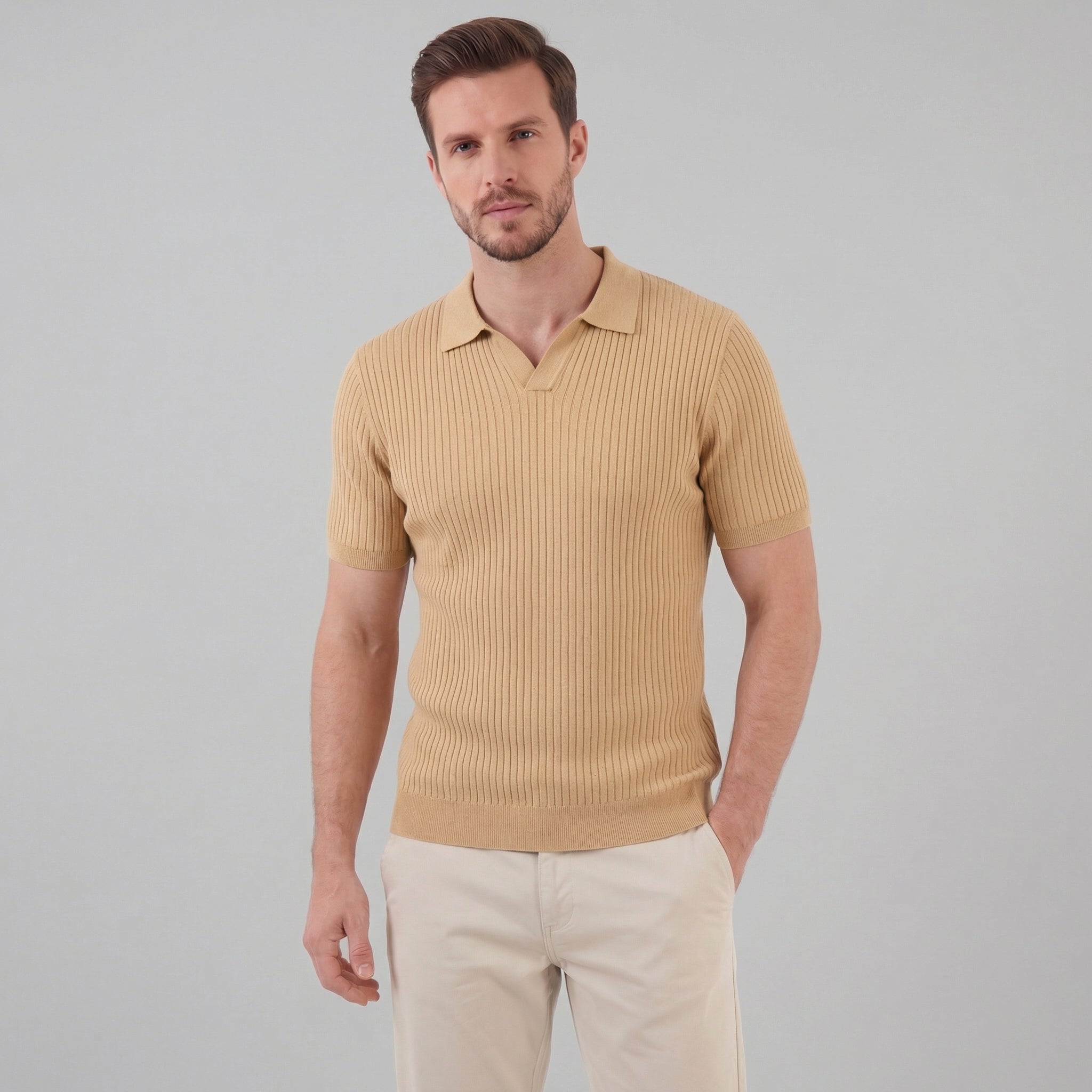 Men's knit polo shirt | cotton blend tailored fit