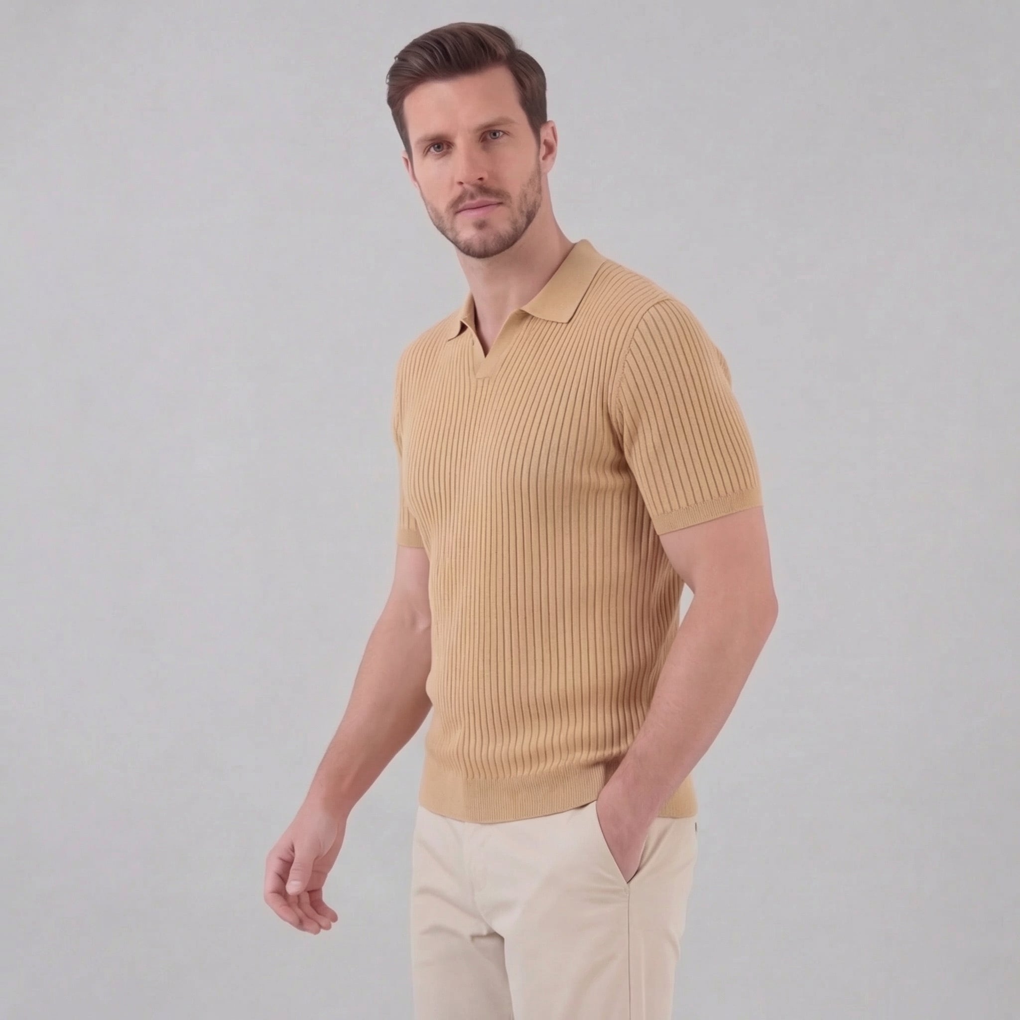Men's knit polo shirt | cotton blend tailored fit