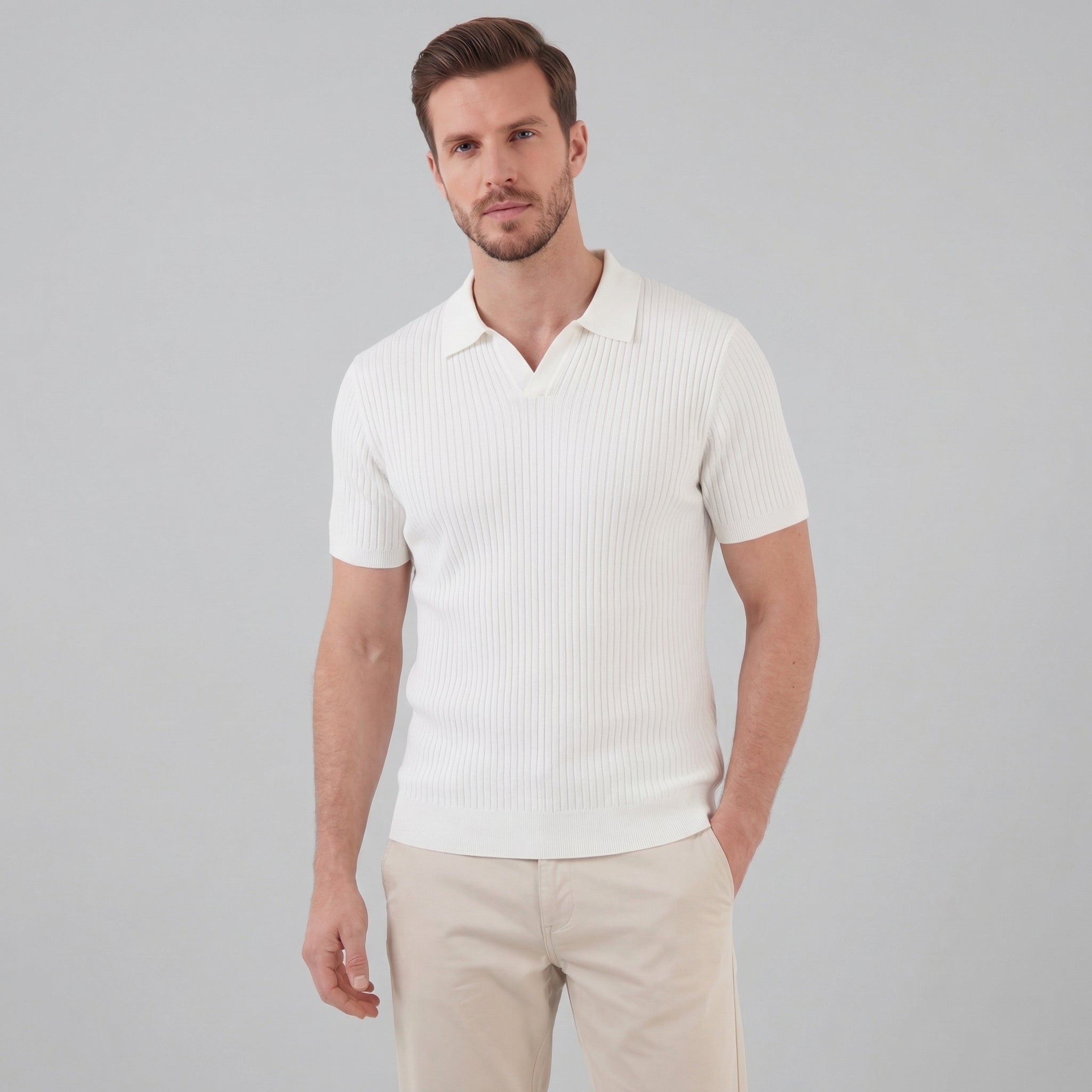 Men's knit polo shirt | cotton blend tailored fit