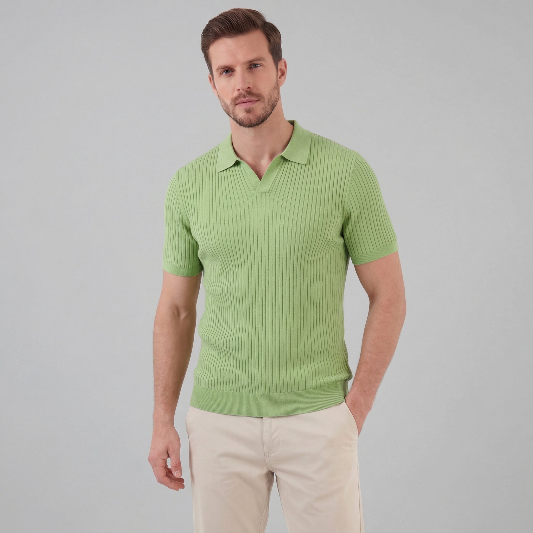 Men's knit polo shirt | cotton blend tailored fit