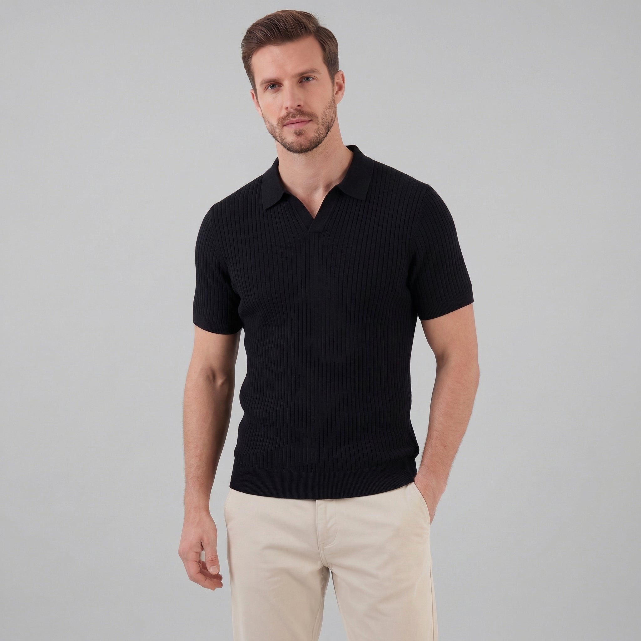 Men's knit polo shirt | cotton blend tailored fit