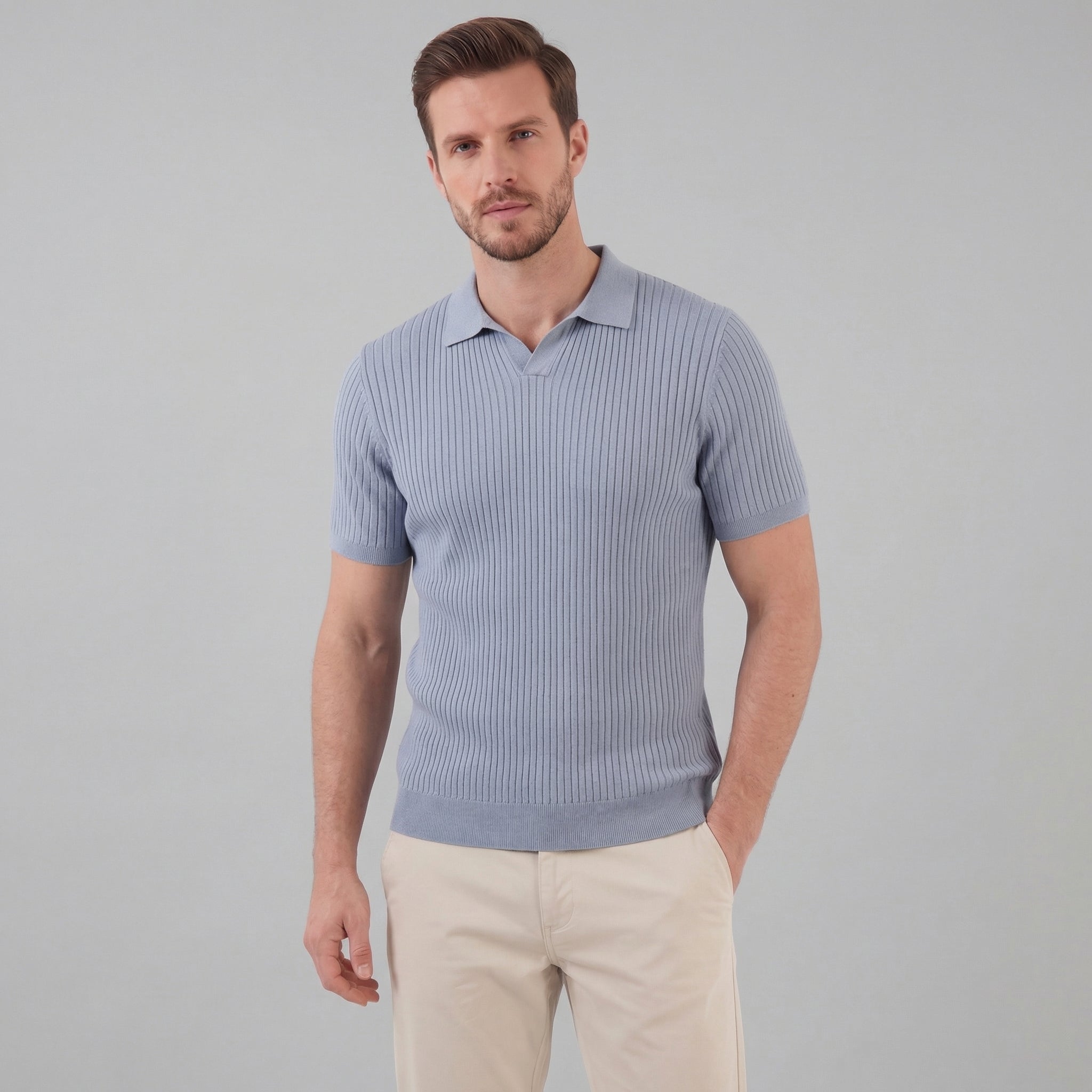 Men's knit polo shirt | cotton blend tailored fit