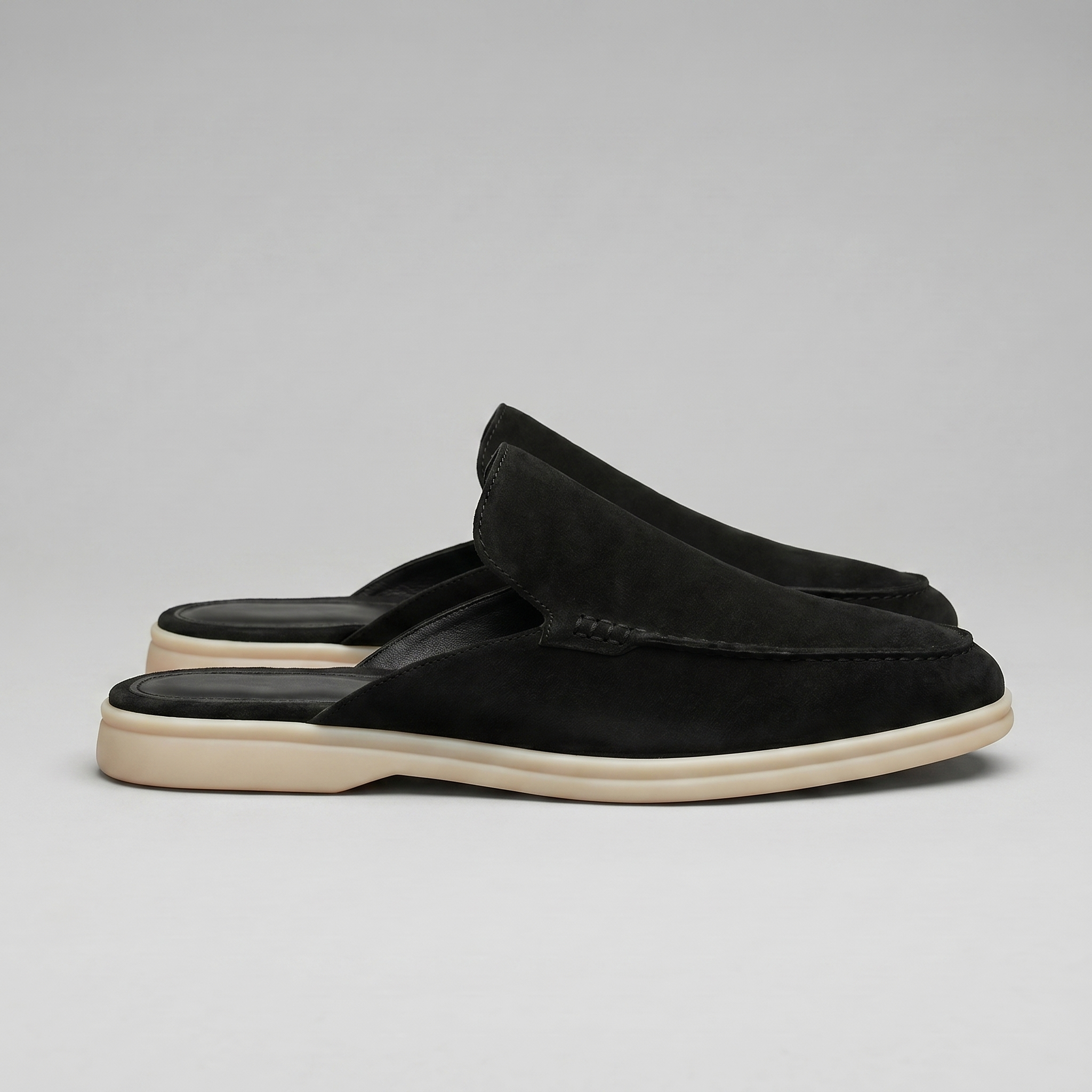 Men's suede backless mules | loafer style slip-ons