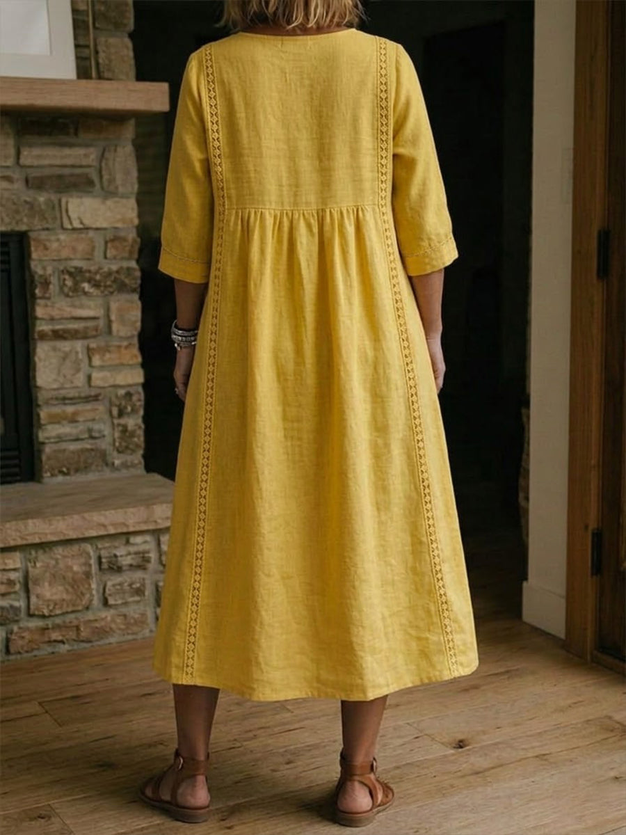 Women's midi dress V-neck relaxed fit casual