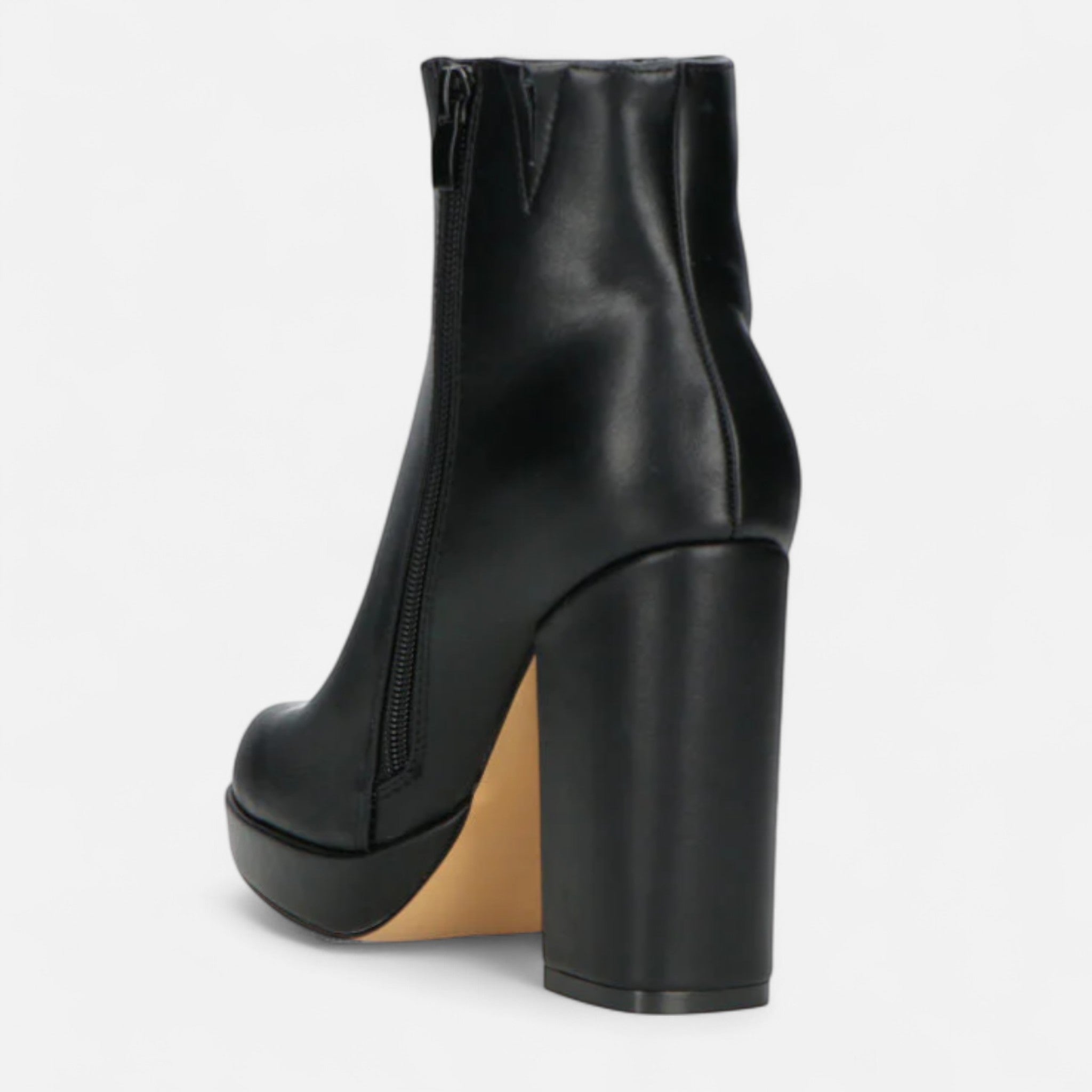 Veroux Mode | Women’s Black Ankle Boots – Sculpted Heel, Sleek Side-Zip Elegance