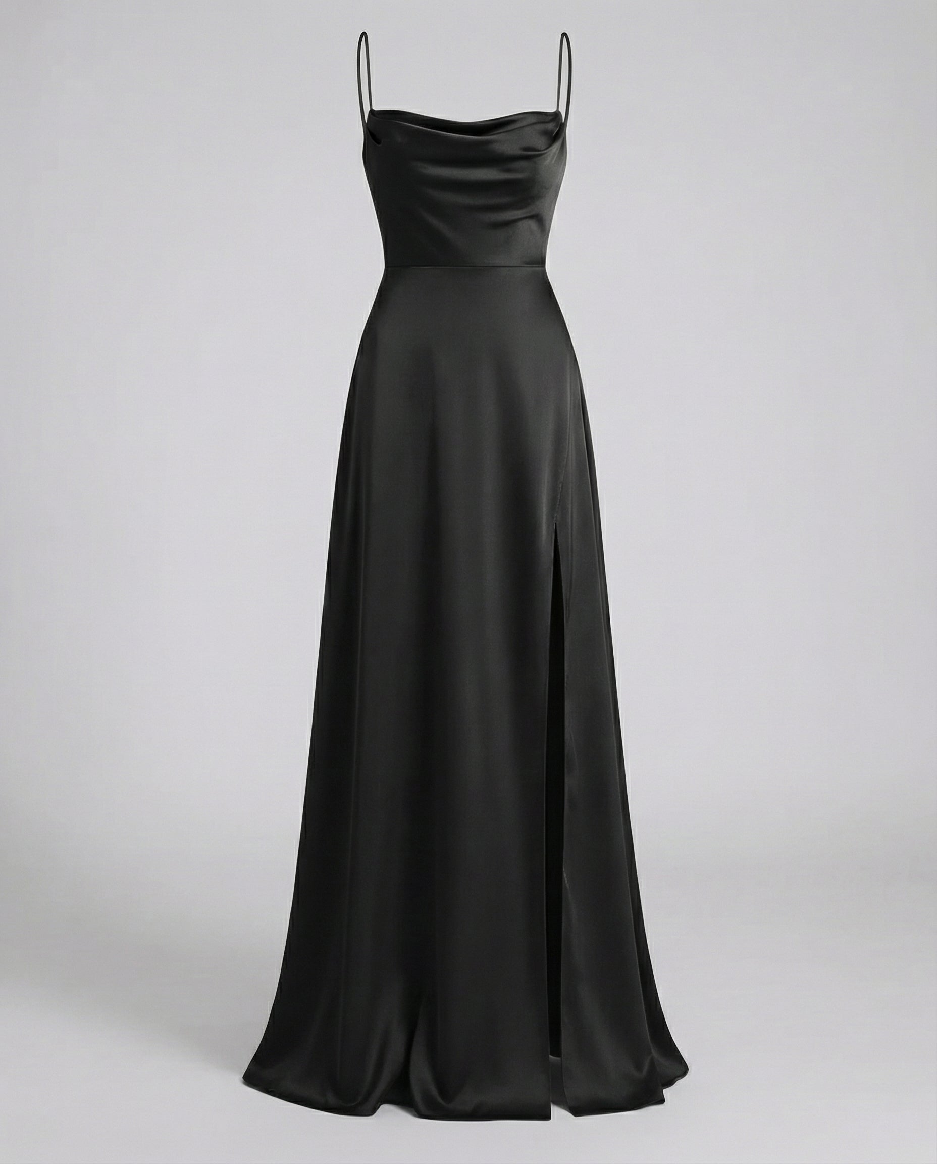 Women's silk maxi dress - draped cowl neck with side slit - formal party