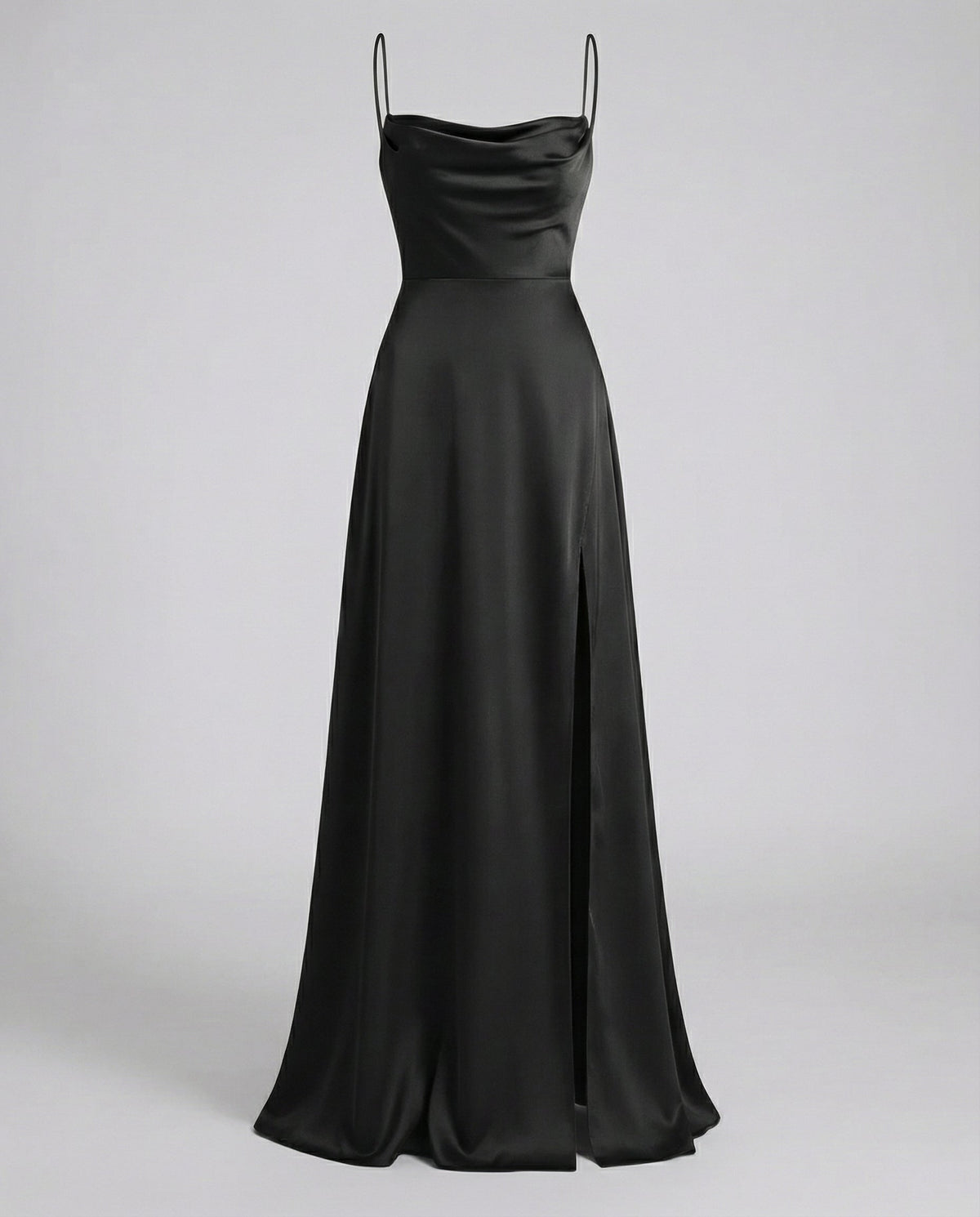 Women's silk maxi dress - draped cowl neck with side slit - formal party