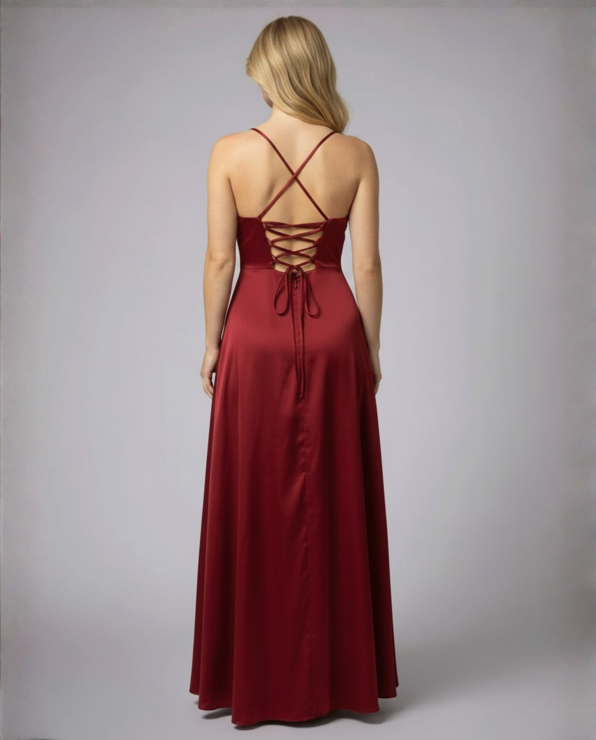 Women's silk maxi dress - draped cowl neck with side slit - formal party