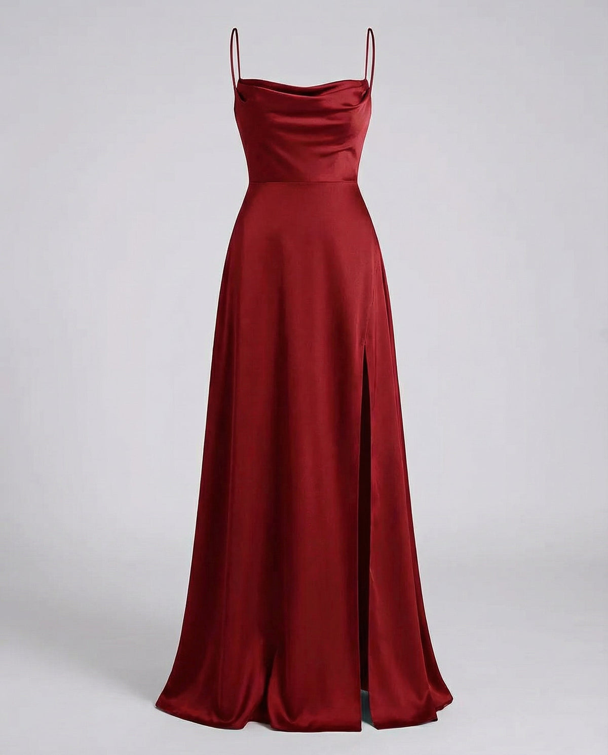 Women's silk maxi dress - draped cowl neck with side slit - formal party