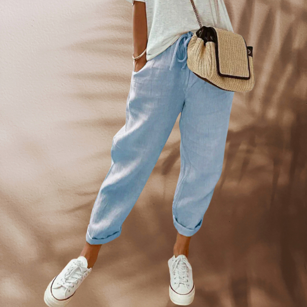 Women's trousers drawstring waist relaxed loose fit