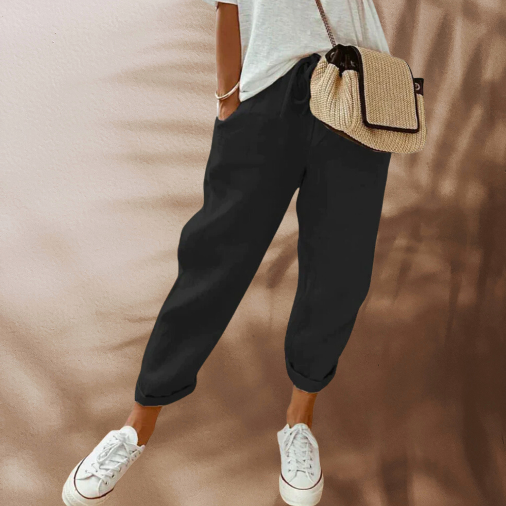 Women's trousers drawstring waist relaxed loose fit