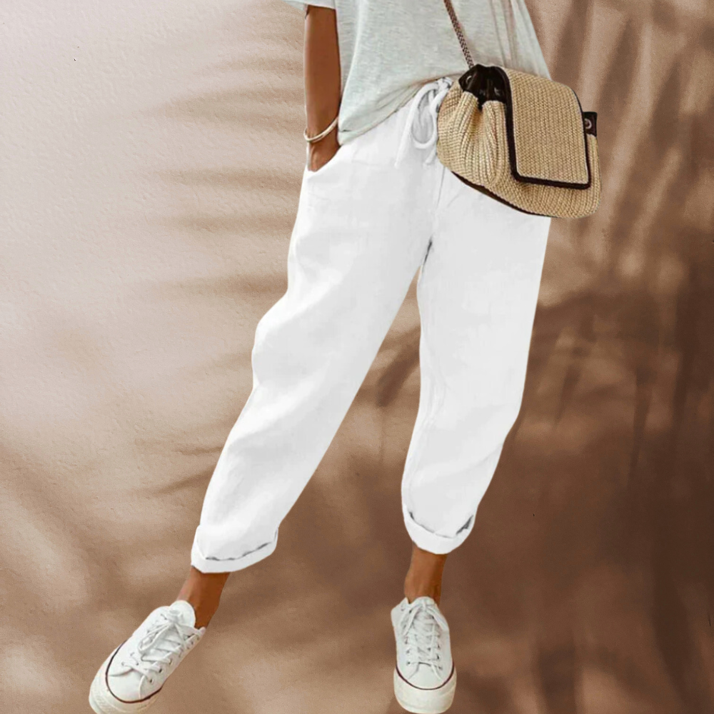 Women's trousers drawstring waist relaxed loose fit