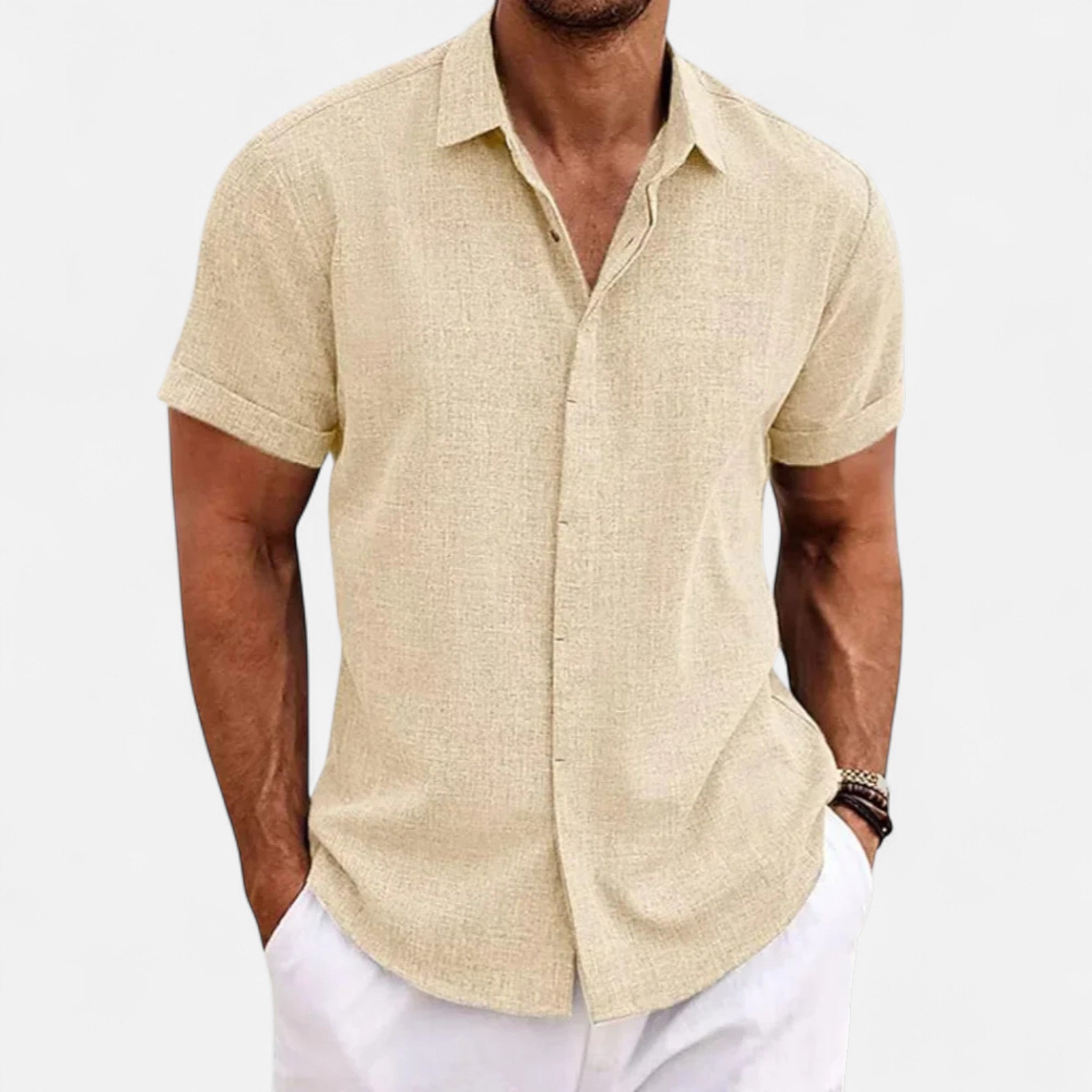 Veroux Mode | Men’s Cotton Linen Summer Shirt – Refined Ease, Coastal Sophistication