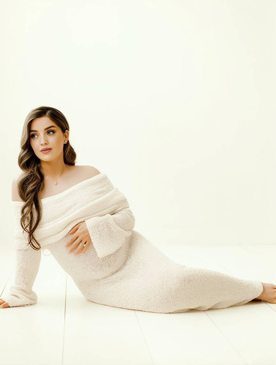 Off-Shoulder Maternity Knit Gown