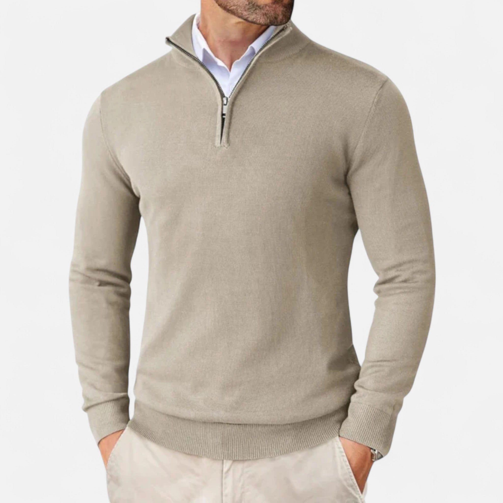 Veroux Mode | Men’s Sweater – Slim-Fit Quarter-Zip Elegance