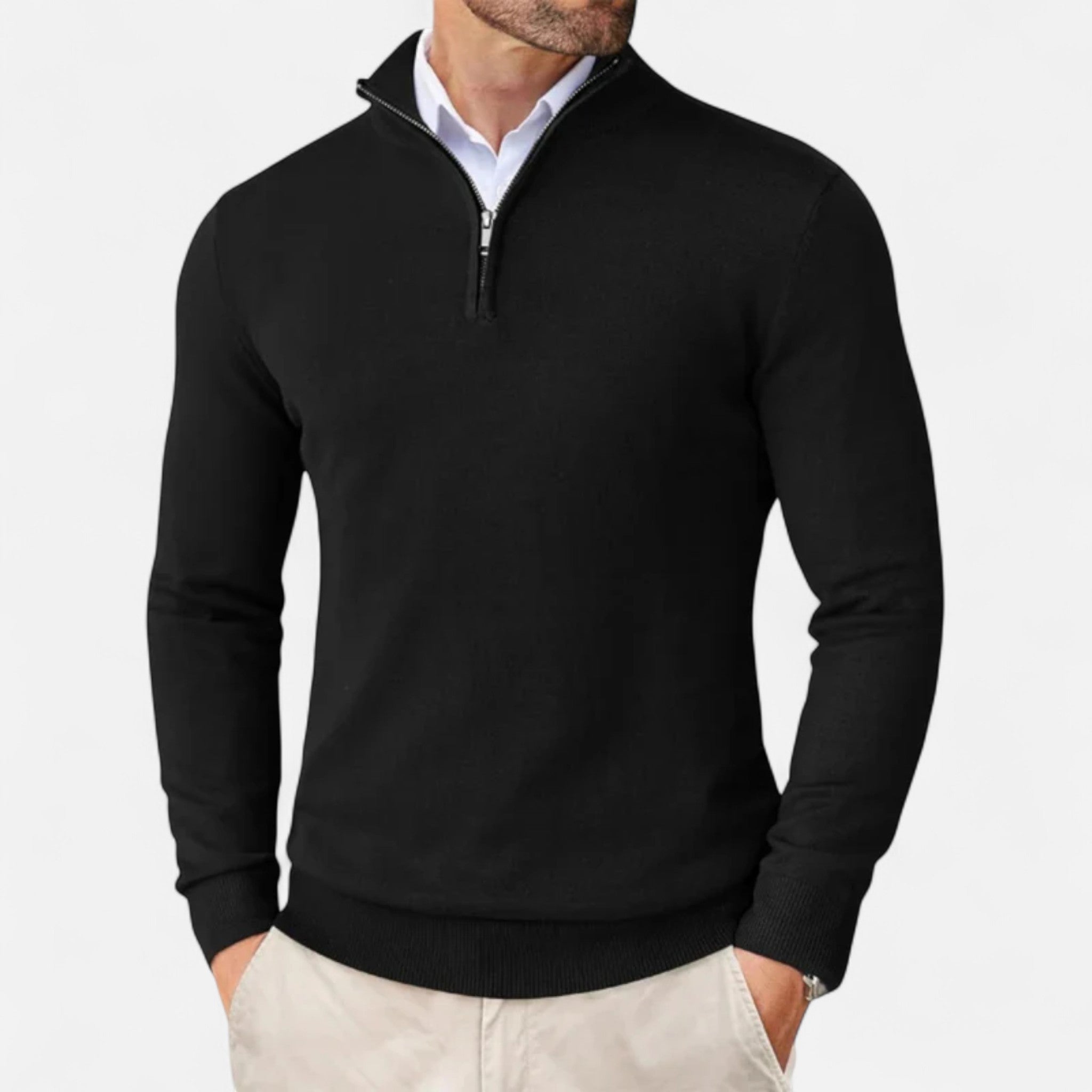 Veroux Mode | Men’s Sweater – Slim-Fit Quarter-Zip Elegance