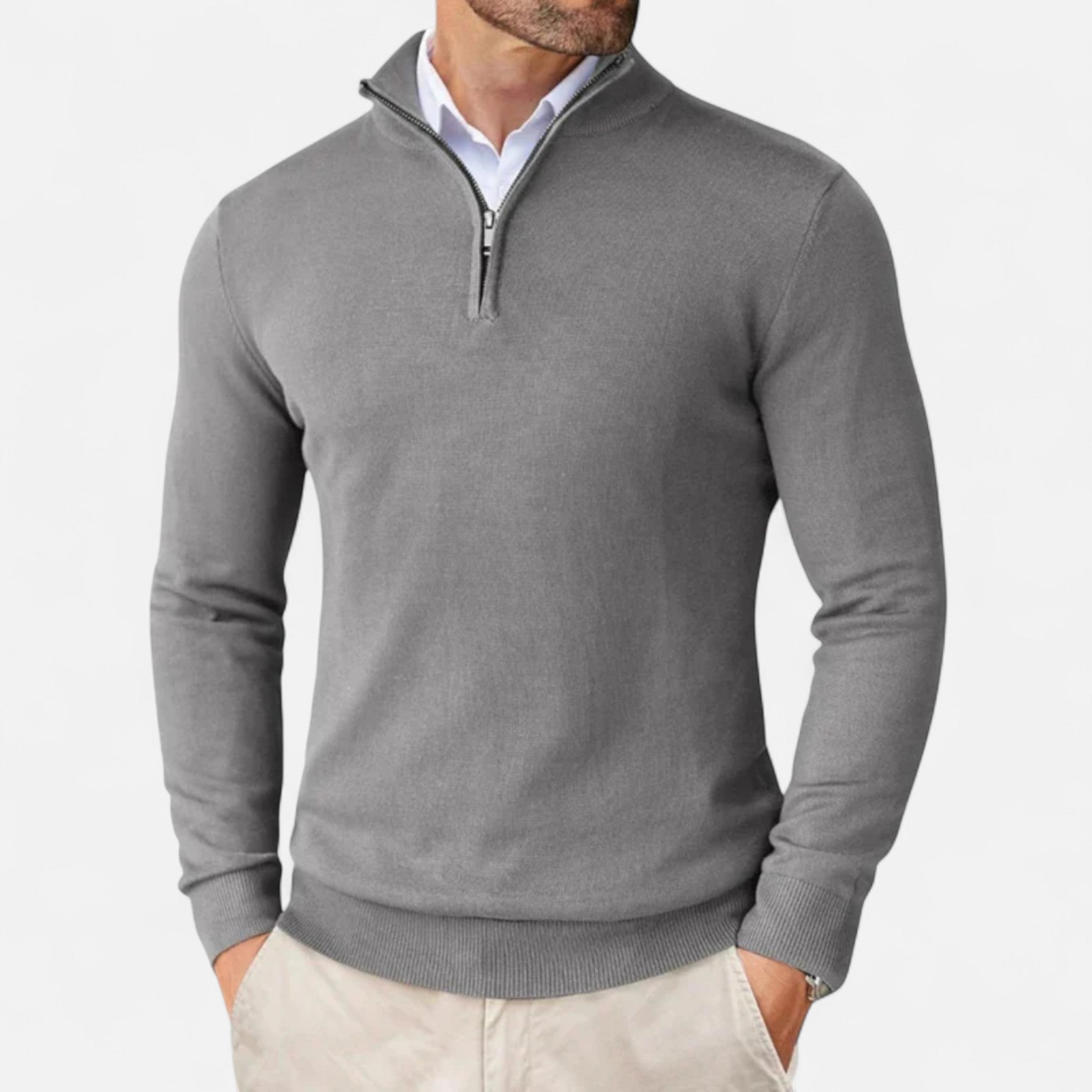 Veroux Mode | Men’s Sweater – Slim-Fit Quarter-Zip Elegance
