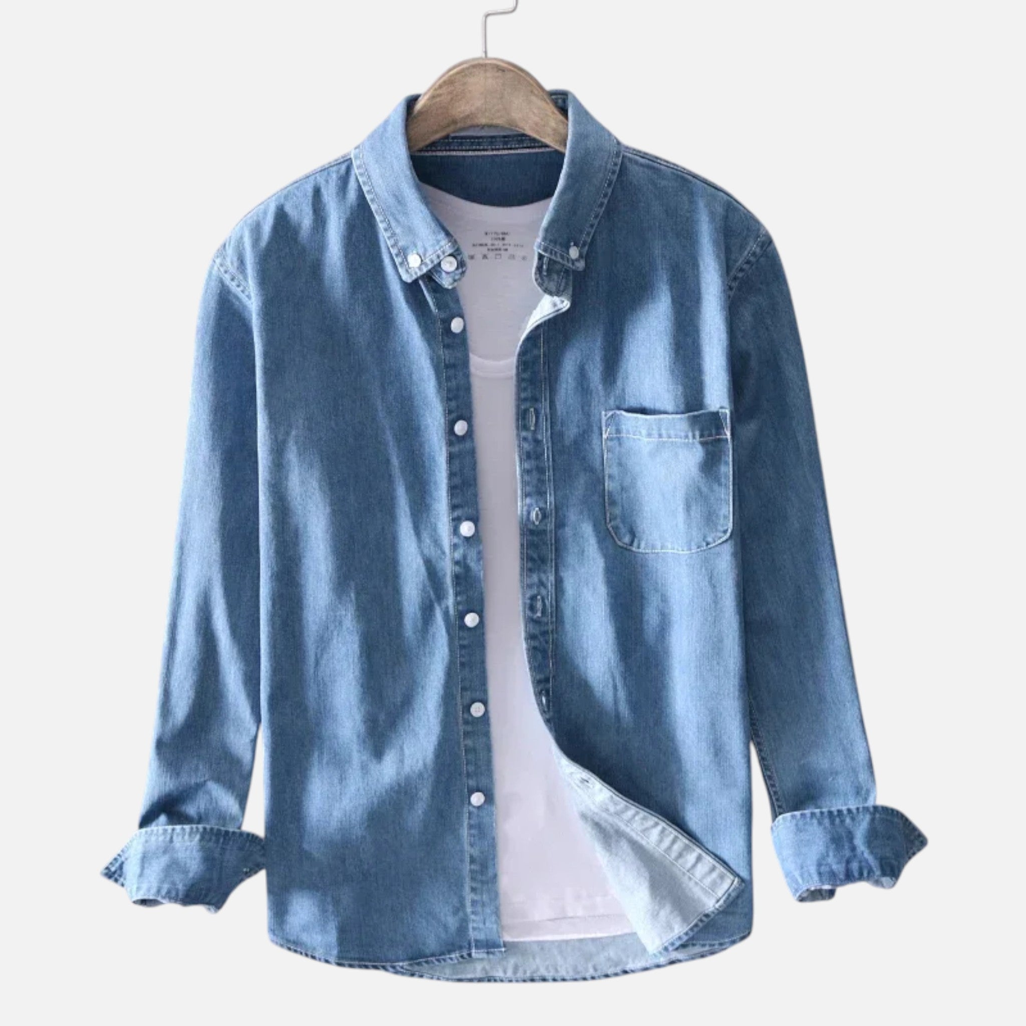 Veroux Mode | Men’s Cotton Denim Long-Sleeve Shirt
