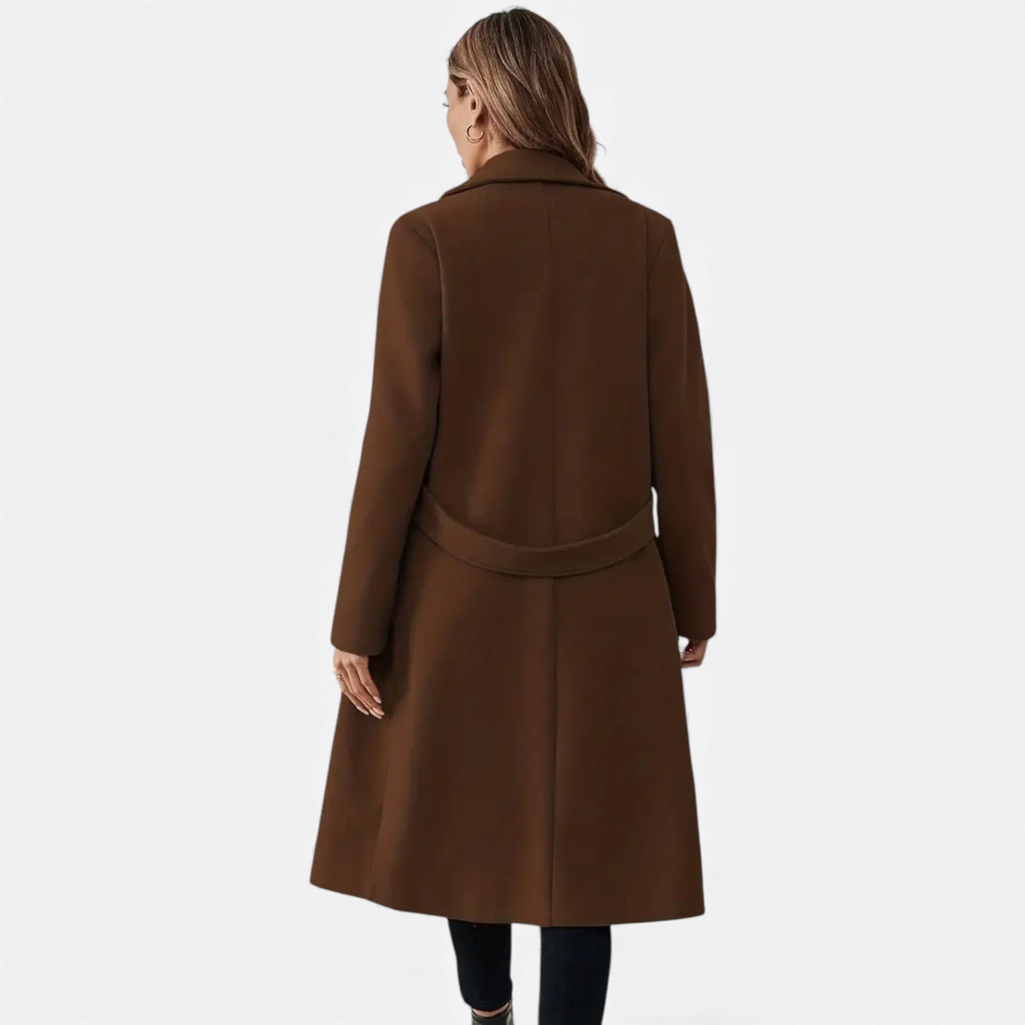 Veroux Mode | Women’s Tweed Coat – Long Belted Elegance