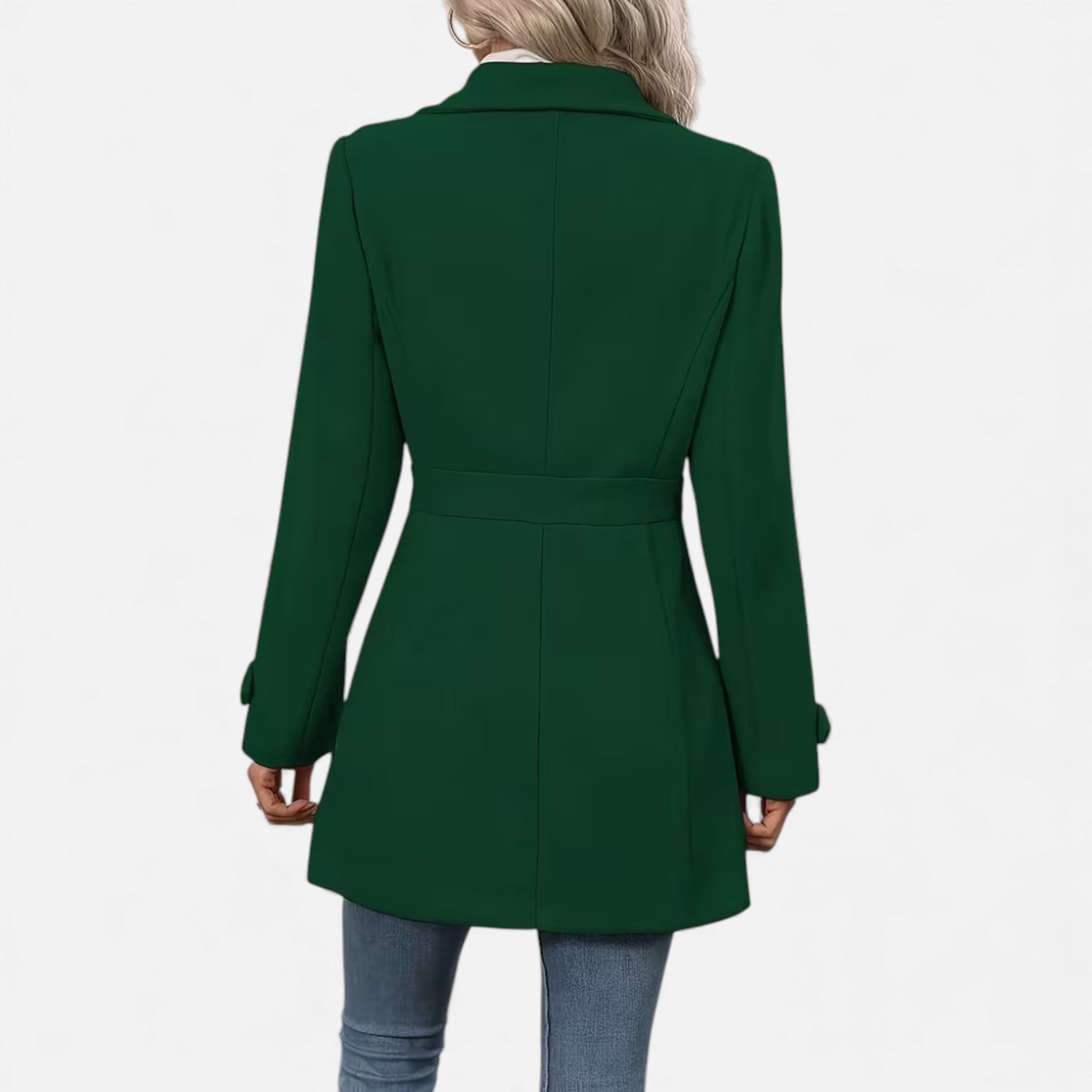 Veroux Mode | Women’s Classic Tweed Waist-Cinched Coat