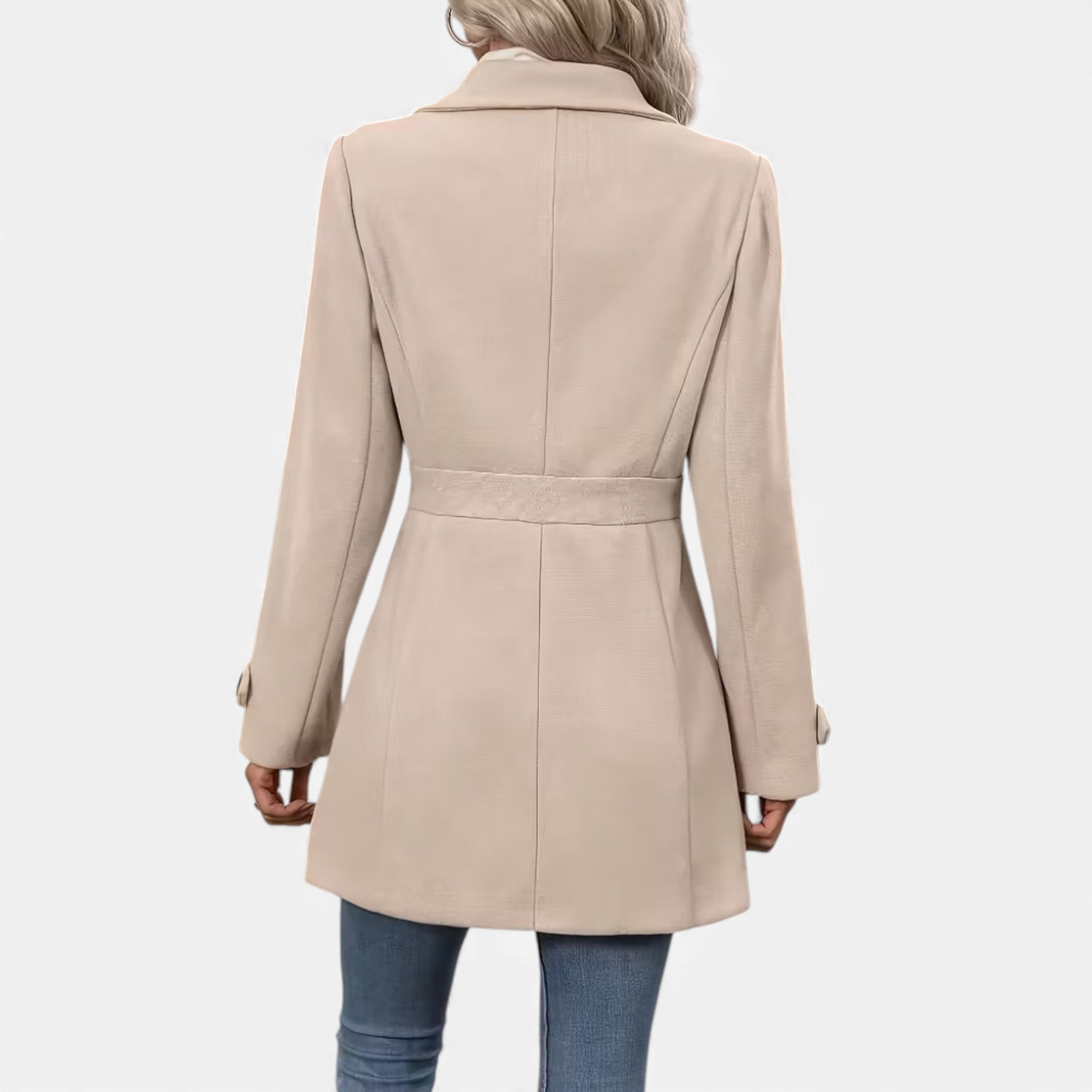 Veroux Mode | Women’s Classic Tweed Waist-Cinched Coat