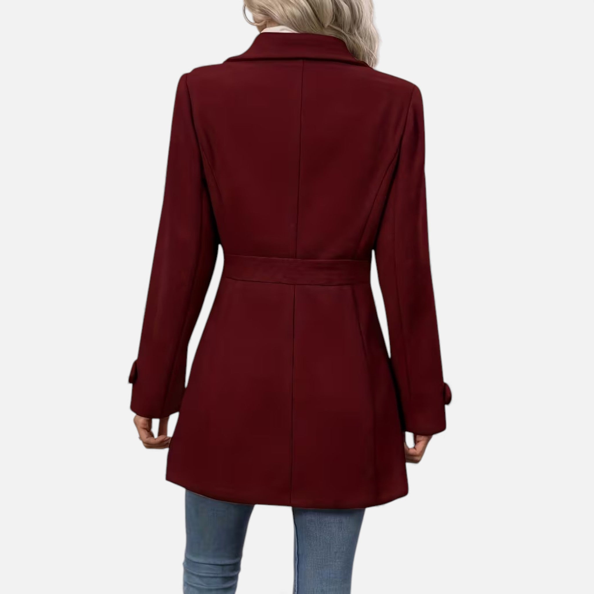 Veroux Mode | Women’s Classic Tweed Waist-Cinched Coat