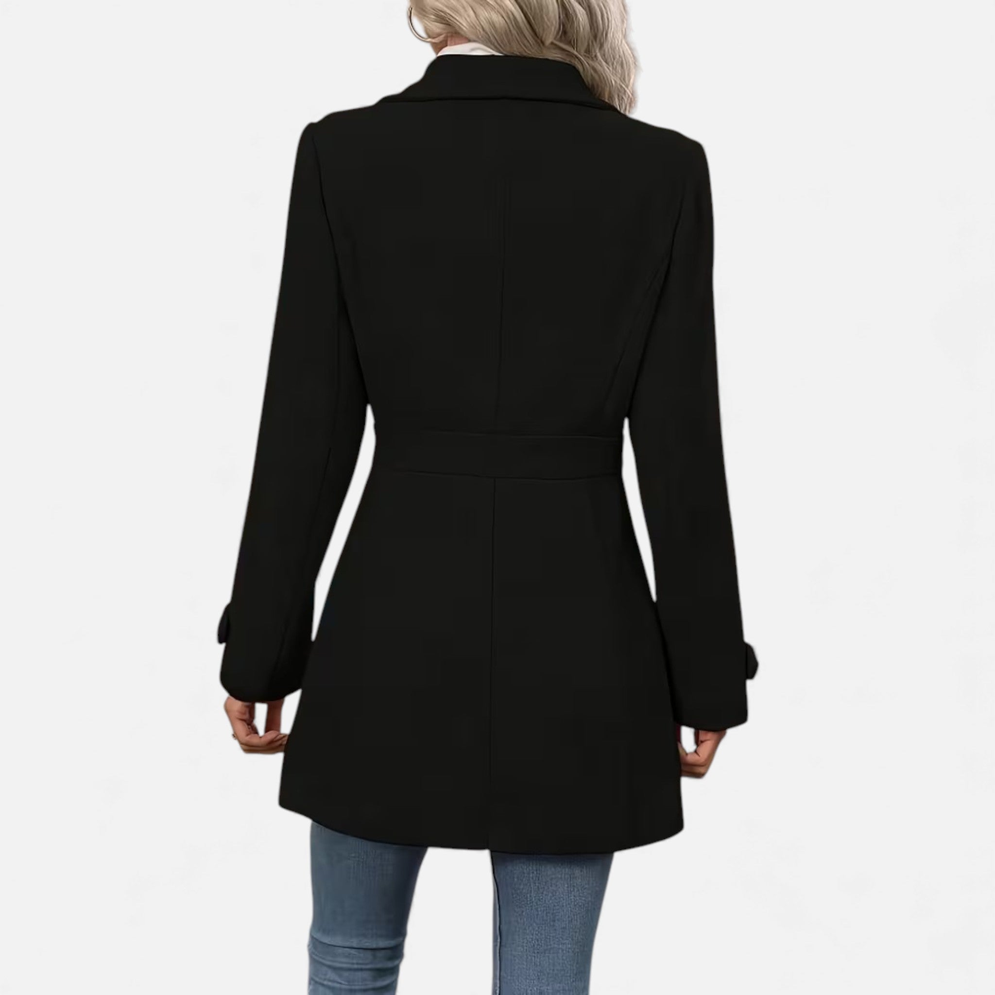 Veroux Mode | Women’s Classic Tweed Waist-Cinched Coat