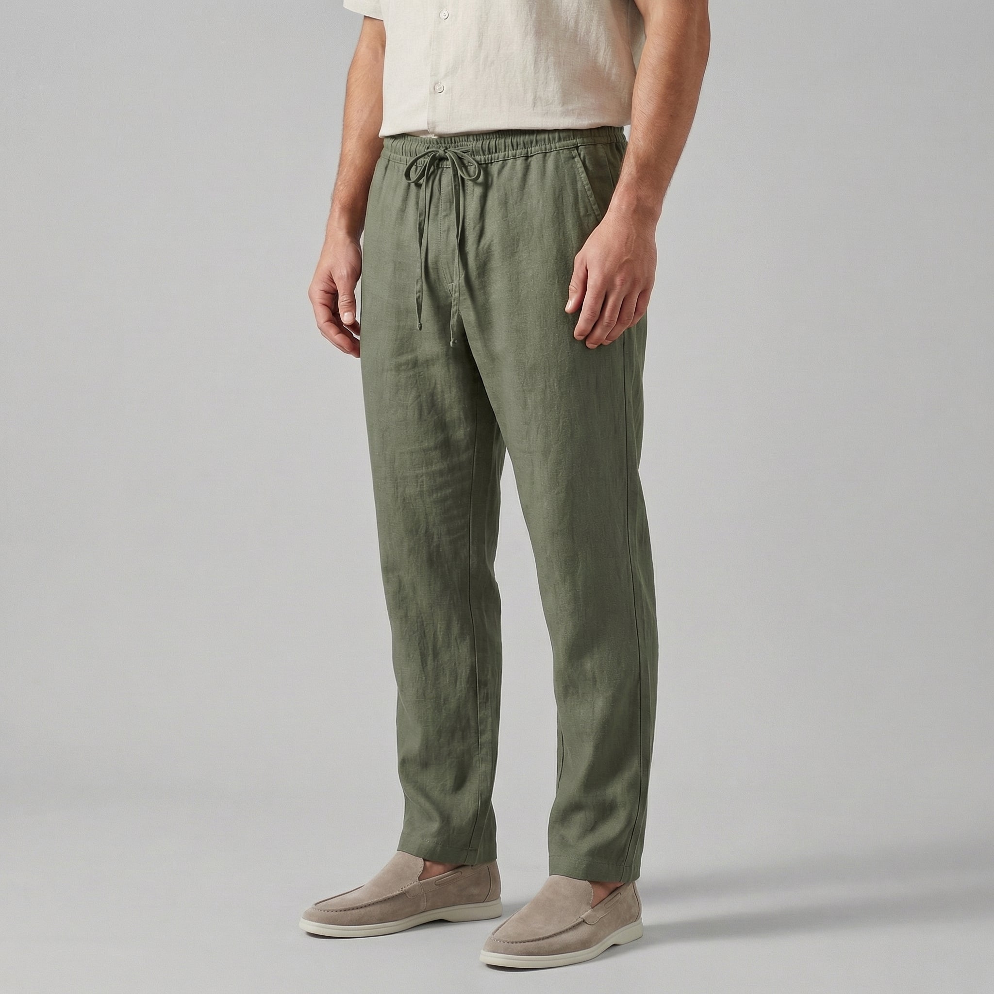Men's Wide Leg Linen Trousers