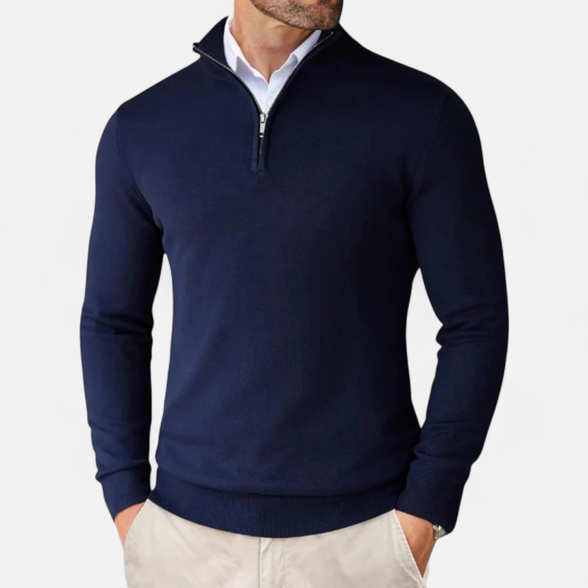 Veroux Mode | Men’s Sweater – Slim-Fit Quarter-Zip Elegance