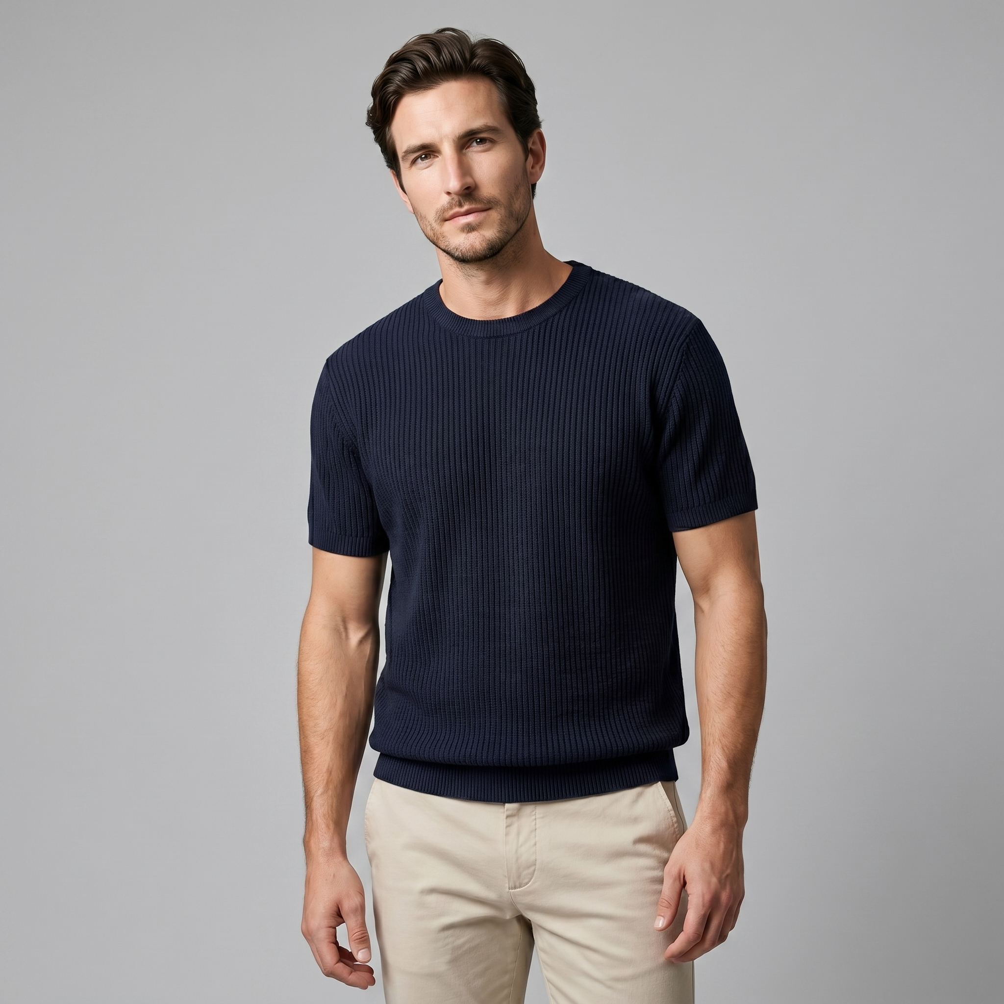 Men's Ribbed Knit Crew Neck