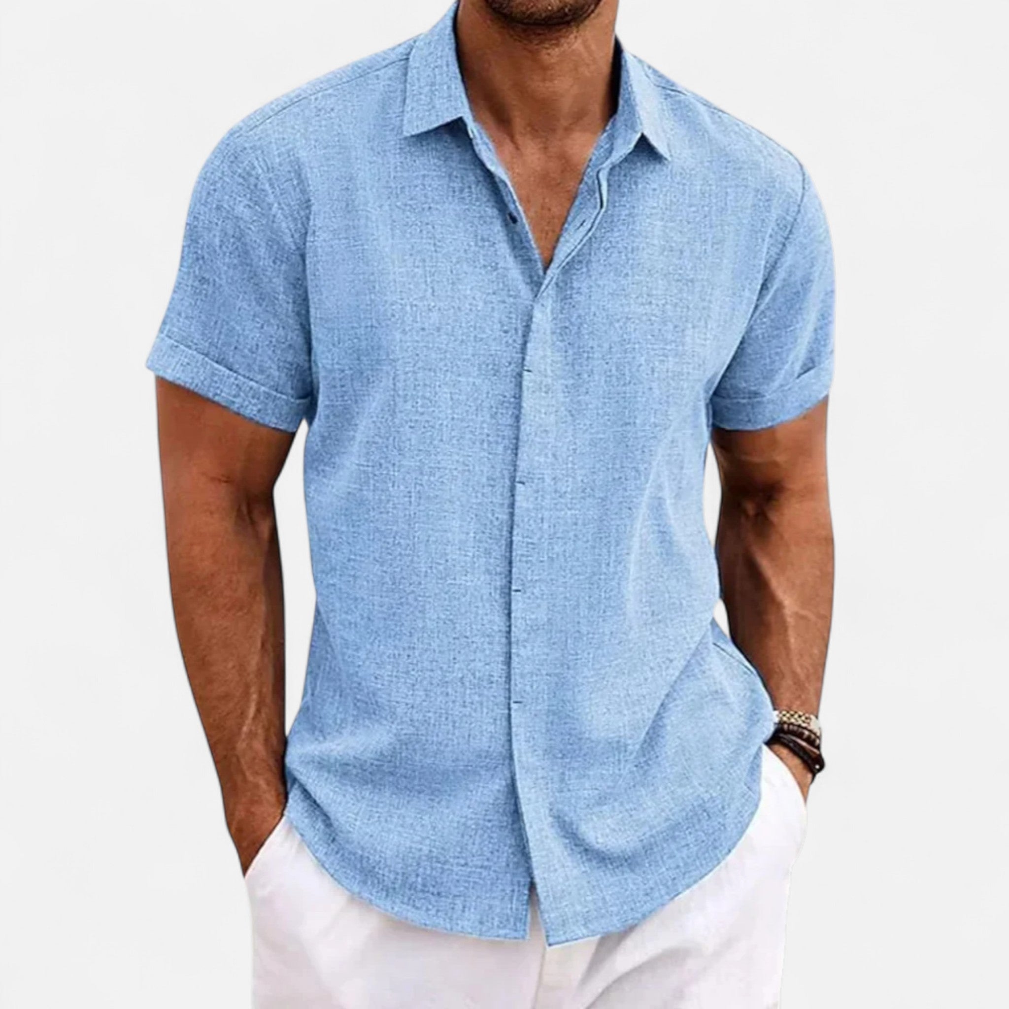 Veroux Mode | Men’s Cotton Linen Summer Shirt – Refined Ease, Coastal Sophistication