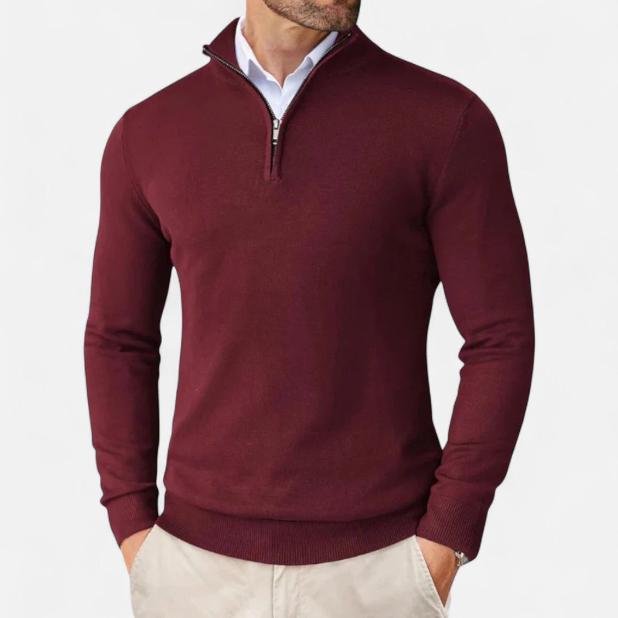 Veroux Mode | Men’s Sweater – Slim-Fit Quarter-Zip Elegance
